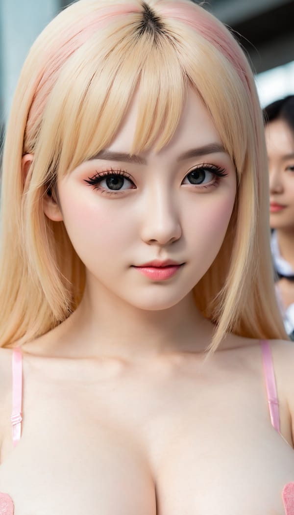 Tags: 21872187, SDXL
{"3": {"inputs": {"seed": 480141516073854, "steps": 64, "cfg": 7.57, "sampler_name": "dpmpp_2m", "scheduler": "karras", "denoise": 1.0, "model": ["27", 0], "positive": ["6", 0], "negative": ["7", 0], "latent_image": ["5", 0]}, "class_type": "KSampler"}, "4": {"inputs": {"ckpt_name": "juggernautXL_v8Rundiffusion.safetensors"}, "class_type": "CheckpointLoaderSimple"}, "5": {"inputs": {"width": 768, "height": 1344, "batch_size": 1}, "class_type": "EmptyLatentImage"}, "6": {"inputs": {"text": "24 year old girl, (detailed face:1.03), (slim:1.13), (pale skin:1.14), (beautiful eyes:1.03), (idol:1.02), (temptress:1.03), (seductive pose:1.13), (blush:0.99), (seductive facial expression:1.13), (sexy lips:0.96), (double eyelids:1.06), (cute:1.08), (eyelashes:0.95), (in a seductive pose:1.11), (large perky breasts:1.03), (cleavage:1.04), (thigh gap:1.13), (in a cosplay:0.98) at comiket posing for camera, (RAW:1.05), (film:1.02), (textured skin:1.02), (candid cinema:1.09), (skin fuzz:1.01), (natural looking skin:1.00), (soft lighting:1.07), (detailed skin:1.05), (portra:1.00)", "clip": ["27", 1]}, "class_type": "CLIPTextEncode"}, "7": {"inputs": {"text": "(low resolution:1.05), (open mouth:1.09), (worst quality:1.10), (bad hands:1.05), (distorted:1.09), (watermark:1.06), (twisted:1.08)", "clip": ["27", 1]}, "class_type": "CLIPTextEncode"}, "8": {"inputs": {"samples": ["3", 0], "vae": ["4", 2]}, "class_type": "VAEDecode"}, "25": {"inputs": {"lora_name": "nudify_xl.safetensors", "strength_model": 0.03, "strength_clip": 0.32, "model": ["4", 0], "clip": ["4", 1]}, "class_type": "LoraLoader"}, "26": {"inputs": {"lora_name": "shirtlift_SDXL_v2.safetensors", "strength_model": 0.08, "strength_clip": 0.04, "model": ["25", 0], "clip": ["25", 1]}, "class_type": "LoraLoader"}, "27": {"inputs": {"lora_name": "PerfectEyesXL.safetensors", "strength_model": 0.05, "strength_clip": 0.08, "model": ["26", 0], "clip": ["26", 1]}, "class_type": "LoraLoader"}, "30": {"inputs": {"model_name": "4x_NMKD-Superscale-SP_178000_G.pth"}, "class_type": "UpscaleModelLoader"}, "31": {"inputs": {"upscale_model": ["30", 0], "image": ["8", 0]}, "class_type": "ImageUpscaleWithModel"}, "32": {"inputs": {"upscale_method": "lanczos", "scale_by": 0.5, "image": ["31", 0]}, "class_type": "ImageScaleBy"}, "33": {"inputs": {"pixels": ["32", 0], "vae": ["4", 2]}, "class_type": "VAEEncode"}, "34": {"inputs": {"seed": 480141516073854, "steps": 64, "cfg": 7.57, "sampler_name": "dpmpp_2m", "scheduler": "karras", "denoise": 0.3, "model": ["27", 0], "positive": ["6", 0], "negative": ["7", 0], "latent_image": ["33", 0]}, "class_type": "KSampler"}, "36": {"inputs": {"samples": ["34", 0], "vae": ["4", 2]}, "class_type": "VAEDecode"}, "39": {"inputs": {"filename_prefix": "comfyapi-1708146935404", "images": ["36", 0]}, "class_type": "SaveImage"}}