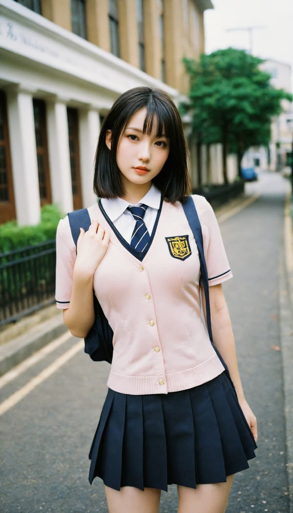 Tags: 21872187, SDXL
{"3": {"inputs": {"seed": 422861542009757, "steps": 32, "cfg": 5.95, "sampler_name": "dpmpp_2m", "scheduler": "karras", "denoise": 1.0, "model": ["27", 0], "positive": ["6", 0], "negative": ["7", 0], "latent_image": ["5", 0]}, "class_type": "KSampler"}, "4": {"inputs": {"ckpt_name": "helloworldxl.safetensors"}, "class_type": "CheckpointLoaderSimple"}, "5": {"inputs": {"width": 768, "height": 1344, "batch_size": 1}, "class_type": "EmptyLatentImage"}, "6": {"inputs": {"text": "26 year old girl, (blush:1.05), (sexy lips:1.03), (double eyelids:1.03), (slim:1.00), (pale skin:1.00), (eyelashes:0.99), (seductive facial expression:1.02), (seductive pose:1.04), (beautiful eyes:1.06), (idol:1.00), (temptress:1.05), (in a seductive pose:0.96), (large perky breasts:1.00), (cleavage:1.11), (thigh gap:1.02), (school uniform:1.14), choker, busy street, (detailed skin:1.03), (film:1.00), (portra:1.04), (RAW:1.02), (candid cinema:1.01), (textured skin:1.05), (natural looking skin:1.08), (soft lighting:1.04), (skin fuzz:1.01)", "clip": ["27", 1]}, "class_type": "CLIPTextEncode"}, "7": {"inputs": {"text": "(open mouth:1.12), (bad hands:1.10), (watermark:1.12), (distorted:1.06), (worst quality:1.07), (twisted:1.13), (low resolution:1.08)", "clip": ["27", 1]}, "class_type": "CLIPTextEncode"}, "8": {"inputs": {"samples": ["3", 0], "vae": ["4", 2]}, "class_type": "VAEDecode"}, "25": {"inputs": {"lora_name": "nudify_xl.safetensors", "strength_model": 0.22, "strength_clip": 0.02, "model": ["4", 0], "clip": ["4", 1]}, "class_type": "LoraLoader"}, "26": {"inputs": {"lora_name": "shirtlift_SDXL_v2.safetensors", "strength_model": 0.03, "strength_clip": 0.01, "model": ["25", 0], "clip": ["25", 1]}, "class_type": "LoraLoader"}, "27": {"inputs": {"lora_name": "PerfectEyesXL.safetensors", "strength_model": 0.1, "strength_clip": 0.1, "model": ["26", 0], "clip": ["26", 1]}, "class_type": "LoraLoader"}, "30": {"inputs": {"model_name": "4x_NMKD-Superscale-SP_178000_G.pth"}, "class_type": "UpscaleModelLoader"}, "31": {"inputs": {"upscale_model": ["30", 0], "image": ["8", 0]}, "class_type": "ImageUpscaleWithModel"}, "32": {"inputs": {"upscale_method": "lanczos", "scale_by": 0.5, "image": ["31", 0]}, "class_type": "ImageScaleBy"}, "33": {"inputs": {"pixels": ["32", 0], "vae": ["4", 2]}, "class_type": "VAEEncode"}, "34": {"inputs": {"seed": 422861542009757, "steps": 32, "cfg": 5.95, "sampler_name": "dpmpp_2m", "scheduler": "karras", "denoise": 0.3, "model": ["27", 0], "positive": ["6", 0], "negative": ["7", 0], "latent_image": ["33", 0]}, "class_type": "KSampler"}, "36": {"inputs": {"samples": ["34", 0], "vae": ["4", 2]}, "class_type": "VAEDecode"}, "39": {"inputs": {"filename_prefix": "comfyapi-1714920424369", "images": ["36", 0]}, "class_type": "SaveImage"}}