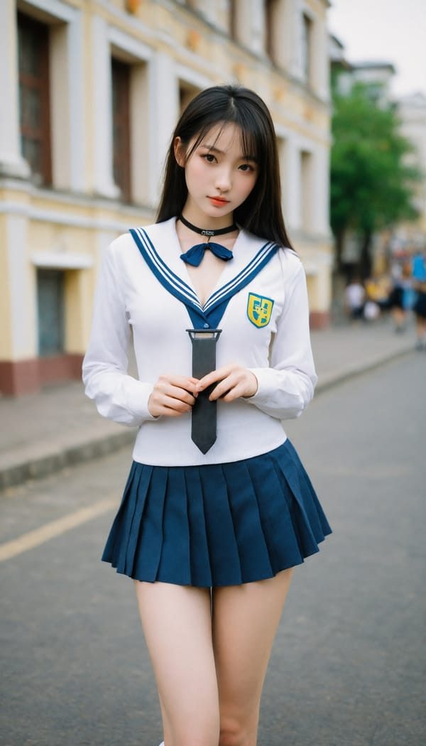 Tags: 21872187, SDXL
{"3": {"inputs": {"seed": 394805715168471, "steps": 32, "cfg": 6.71, "sampler_name": "dpmpp_2m", "scheduler": "karras", "denoise": 1.0, "model": ["27", 0], "positive": ["6", 0], "negative": ["7", 0], "latent_image": ["5", 0]}, "class_type": "KSampler"}, "4": {"inputs": {"ckpt_name": "helloworldxl.safetensors"}, "class_type": "CheckpointLoaderSimple"}, "5": {"inputs": {"width": 768, "height": 1344, "batch_size": 1}, "class_type": "EmptyLatentImage"}, "6": {"inputs": {"text": "21 year old girl, (ukrainian:1.09), (chinese:1.10), (blush:0.95), (sexy lips:0.96), (seductive facial expression:1.14), (temptress:0.99), (detailed face:0.98), (eyelashes:1.13), (cute:1.12), (beautiful eyes:0.96), (pale skin:1.11), (slim:0.95), (seductive pose:1.11), (idol:0.95), (in a seductive pose:0.97), (large perky breasts:0.97), (cleavage:0.96), (thigh gap:0.99), (school uniform:1.11), choker, busy street, (candid cinema:1.00), (skin fuzz:1.01), (soft lighting:1.06), (portra:1.09), (film:1.08), (RAW:1.00), (detailed skin:1.08), (natural looking skin:1.05), (textured skin:1.07)", "clip": ["27", 1]}, "class_type": "CLIPTextEncode"}, "7": {"inputs": {"text": "(bad hands:1.09), (distorted:1.08), (worst quality:1.10), (low resolution:1.14), (watermark:1.09), (open mouth:1.05), (twisted:1.11)", "clip": ["27", 1]}, "class_type": "CLIPTextEncode"}, "8": {"inputs": {"samples": ["3", 0], "vae": ["4", 2]}, "class_type": "VAEDecode"}, "25": {"inputs": {"lora_name": "nudify_xl.safetensors", "strength_model": 0.21, "strength_clip": 0.08, "model": ["4", 0], "clip": ["4", 1]}, "class_type": "LoraLoader"}, "26": {"inputs": {"lora_name": "shirtlift_SDXL_v2.safetensors", "strength_model": 0.1, "strength_clip": 0.0, "model": ["25", 0], "clip": ["25", 1]}, "class_type": "LoraLoader"}, "27": {"inputs": {"lora_name": "PerfectEyesXL.safetensors", "strength_model": 0.0, "strength_clip": 0.03, "model": ["26", 0], "clip": ["26", 1]}, "class_type": "LoraLoader"}, "30": {"inputs": {"model_name": "4x_NMKD-Superscale-SP_178000_G.pth"}, "class_type": "UpscaleModelLoader"}, "31": {"inputs": {"upscale_model": ["30", 0], "image": ["8", 0]}, "class_type": "ImageUpscaleWithModel"}, "32": {"inputs": {"upscale_method": "lanczos", "scale_by": 0.5, "image": ["31", 0]}, "class_type": "ImageScaleBy"}, "33": {"inputs": {"pixels": ["32", 0], "vae": ["4", 2]}, "class_type": "VAEEncode"}, "34": {"inputs": {"seed": 394805715168471, "steps": 32, "cfg": 6.71, "sampler_name": "dpmpp_2m", "scheduler": "karras", "denoise": 0.3, "model": ["27", 0], "positive": ["6", 0], "negative": ["7", 0], "latent_image": ["33", 0]}, "class_type": "KSampler"}, "36": {"inputs": {"samples": ["34", 0], "vae": ["4", 2]}, "class_type": "VAEDecode"}, "39": {"inputs": {"filename_prefix": "comfyapi-1726657086183", "images": ["36", 0]}, "class_type": "SaveImage"}}