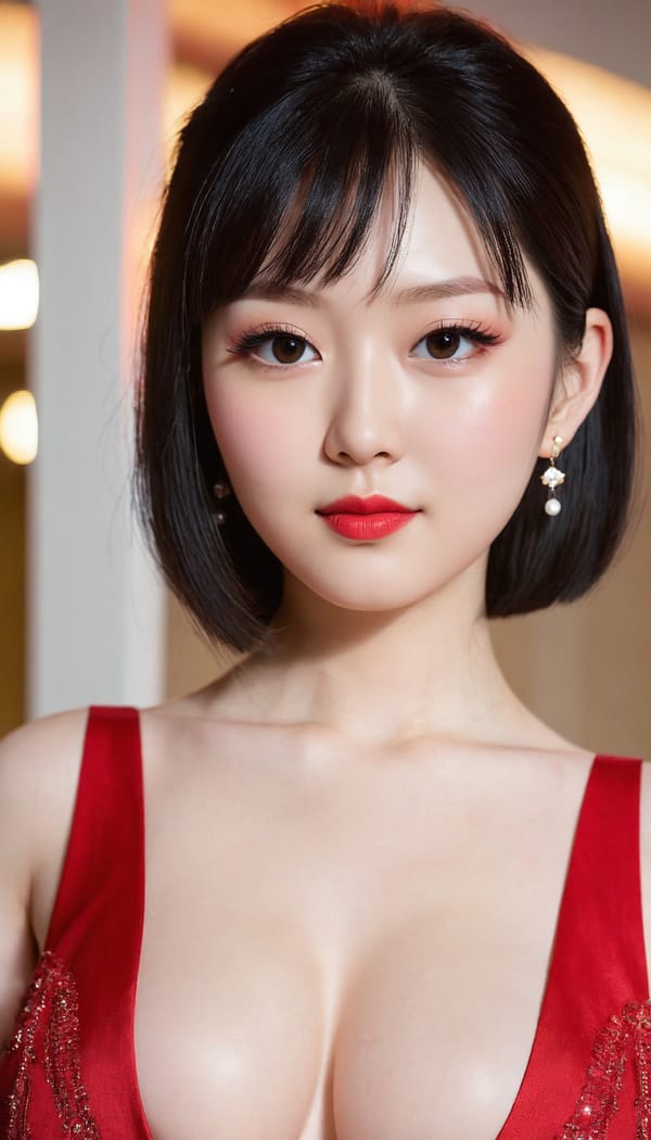 Tags: 21872187, SDXL
{"3": {"inputs": {"seed": 635857031071020, "steps": 32, "cfg": 7.52, "sampler_name": "dpmpp_2m", "scheduler": "karras", "denoise": 1.0, "model": ["27", 0], "positive": ["6", 0], "negative": ["7", 0], "latent_image": ["5", 0]}, "class_type": "KSampler"}, "4": {"inputs": {"ckpt_name": "juggernautXL_v8Rundiffusion.safetensors"}, "class_type": "CheckpointLoaderSimple"}, "5": {"inputs": {"width": 768, "height": 1344, "batch_size": 1}, "class_type": "EmptyLatentImage"}, "6": {"inputs": {"text": "24 year old girl, (japanese:1.08), (pale skin:1.13), (beautiful eyes:1.04), (seductive facial expression:0.97), (cute:1.11), (idol:1.03), (seductive pose:0.95), (temptress:1.07), (eyelashes:1.05), (sexy lips:1.10), (slim:1.06), (blush:1.03), (detailed face:0.99), (double eyelids:1.13), (in a seductive pose:1.11), (large perky breasts:1.10), (cleavage:1.02), (thigh gap:1.09), (wearing a low-cut red dress:1.11) at a ballroom, (film:1.06), (candid cinema:1.08), (soft lighting:1.00), (RAW:1.01), (natural looking skin:1.07), (portra:1.00), (skin fuzz:1.02), (detailed skin:1.00), (textured skin:1.05)", "clip": ["27", 1]}, "class_type": "CLIPTextEncode"}, "7": {"inputs": {"text": "(watermark:1.09), (bad hands:1.06), (worst quality:1.10), (low resolution:1.12), (twisted:1.11), (open mouth:1.06), (distorted:1.06)", "clip": ["27", 1]}, "class_type": "CLIPTextEncode"}, "8": {"inputs": {"samples": ["3", 0], "vae": ["4", 2]}, "class_type": "VAEDecode"}, "25": {"inputs": {"lora_name": "nudify_xl.safetensors", "strength_model": 0.11, "strength_clip": 0.02, "model": ["4", 0], "clip": ["4", 1]}, "class_type": "LoraLoader"}, "26": {"inputs": {"lora_name": "shirtlift_SDXL_v2.safetensors", "strength_model": 0.0, "strength_clip": 0.04, "model": ["25", 0], "clip": ["25", 1]}, "class_type": "LoraLoader"}, "27": {"inputs": {"lora_name": "PerfectEyesXL.safetensors", "strength_model": 0.16, "strength_clip": 0.13, "model": ["26", 0], "clip": ["26", 1]}, "class_type": "LoraLoader"}, "30": {"inputs": {"model_name": "4x_NMKD-Superscale-SP_178000_G.pth"}, "class_type": "UpscaleModelLoader"}, "31": {"inputs": {"upscale_model": ["30", 0], "image": ["8", 0]}, "class_type": "ImageUpscaleWithModel"}, "32": {"inputs": {"upscale_method": "lanczos", "scale_by": 0.5, "image": ["31", 0]}, "class_type": "ImageScaleBy"}, "33": {"inputs": {"pixels": ["32", 0], "vae": ["4", 2]}, "class_type": "VAEEncode"}, "34": {"inputs": {"seed": 635857031071020, "steps": 32, "cfg": 7.52, "sampler_name": "dpmpp_2m", "scheduler": "karras", "denoise": 0.3, "model": ["27", 0], "positive": ["6", 0], "negative": ["7", 0], "latent_image": ["33", 0]}, "class_type": "KSampler"}, "36": {"inputs": {"samples": ["34", 0], "vae": ["4", 2]}, "class_type": "VAEDecode"}, "39": {"inputs": {"filename_prefix": "comfyapi-1708017739101", "images": ["36", 0]}, "class_type": "SaveImage"}}