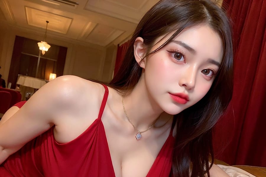Tags: 21872187
<lora:koreanDollLikeness:0.42>, <lora:taiwanDollLikeness_v20:0.48>, (russian:1.03), (low-cut red dress:1.20), hotel ballroom, ceremony, (seductive pose:1.17), extremely detailed eyes, extremely detailed face, cute, (photorealistic:0.99), sexy lips, double eyelids, eyelashes, textured skin, best quality, hyper realistic, (thigh gap:1.11), delicate and beautiful girl, 1girl, (stunningly attractive:1.13), (dramatic:0.93)
Negative prompt: sketches, paintings, anime, black and white, (worst quality:1.90)
Steps: 32, Sampler: DPM++ 2M Karras, CFG scale: 5.55, Seed: 190307515, Size: 768x512, Model hash: fc2511737a, Model: chilloutmix_NiPrunedFp32Fix, Seed resize from: -1x-1, Denoising strength: 0.3, Version: v1.2.1, Hires upscale: 2.0, Hires steps: 16, Hires upscaler: ESRGAN_4x