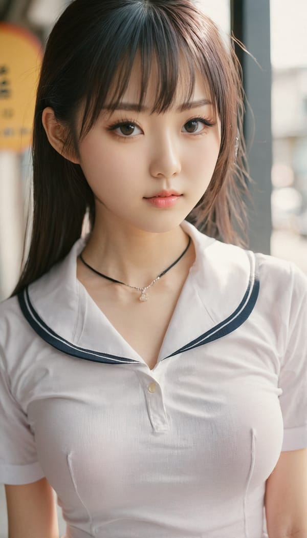 Tags: 21872187, SDXL
{"3": {"inputs": {"seed": 333820981704762, "steps": 32, "cfg": 5.71, "sampler_name": "dpmpp_2m", "scheduler": "karras", "denoise": 1.0, "model": ["27", 0], "positive": ["6", 0], "negative": ["7", 0], "latent_image": ["5", 0]}, "class_type": "KSampler"}, "4": {"inputs": {"ckpt_name": "juggernautxl.safetensors"}, "class_type": "CheckpointLoaderSimple"}, "5": {"inputs": {"width": 768, "height": 1344, "batch_size": 1}, "class_type": "EmptyLatentImage"}, "6": {"inputs": {"text": "21 year old girl, (japanese:0.95), (beautiful eyes:0.96), (detailed face:1.10), (slim:1.12), (double eyelids:1.03), (idol:0.96), (seductive pose:1.10), (pale skin:1.01), (temptress:1.06), (blush:0.99), (cute:1.11), (sexy lips:1.14), (eyelashes:1.13), (in a seductive pose:1.07), (large perky breasts:1.02), (cleavage:0.97), (thigh gap:1.06), (school uniform:1.08), choker, busy street, (detailed skin:1.04), (natural looking skin:1.00), (candid cinema:1.07), (textured skin:1.04), (portra:1.00), (skin fuzz:1.08), (soft lighting:1.04), (film:1.06), (RAW:1.00)", "clip": ["27", 1]}, "class_type": "CLIPTextEncode"}, "7": {"inputs": {"text": "(worst quality:1.05), (twisted:1.13), (low resolution:1.06), (watermark:1.06), (distorted:1.10), (bad hands:1.08), (open mouth:1.08)", "clip": ["27", 1]}, "class_type": "CLIPTextEncode"}, "8": {"inputs": {"samples": ["3", 0], "vae": ["4", 2]}, "class_type": "VAEDecode"}, "25": {"inputs": {"lora_name": "nudify_xl.safetensors", "strength_model": 0.34, "strength_clip": 0.03, "model": ["4", 0], "clip": ["4", 1]}, "class_type": "LoraLoader"}, "26": {"inputs": {"lora_name": "shirtlift_SDXL_v2.safetensors", "strength_model": 0.13, "strength_clip": 0.17, "model": ["25", 0], "clip": ["25", 1]}, "class_type": "LoraLoader"}, "27": {"inputs": {"lora_name": "PerfectEyesXL.safetensors", "strength_model": 0.0, "strength_clip": 0.04, "model": ["26", 0], "clip": ["26", 1]}, "class_type": "LoraLoader"}, "30": {"inputs": {"model_name": "4x_NMKD-Superscale-SP_178000_G.pth"}, "class_type": "UpscaleModelLoader"}, "31": {"inputs": {"upscale_model": ["30", 0], "image": ["8", 0]}, "class_type": "ImageUpscaleWithModel"}, "32": {"inputs": {"upscale_method": "lanczos", "scale_by": 0.5, "image": ["31", 0]}, "class_type": "ImageScaleBy"}, "33": {"inputs": {"pixels": ["32", 0], "vae": ["4", 2]}, "class_type": "VAEEncode"}, "34": {"inputs": {"seed": 333820981704762, "steps": 32, "cfg": 5.71, "sampler_name": "dpmpp_2m", "scheduler": "karras", "denoise": 0.3, "model": ["27", 0], "positive": ["6", 0], "negative": ["7", 0], "latent_image": ["33", 0]}, "class_type": "KSampler"}, "36": {"inputs": {"samples": ["34", 0], "vae": ["4", 2]}, "class_type": "VAEDecode"}, "39": {"inputs": {"filename_prefix": "comfyapi-1723759537862", "images": ["36", 0]}, "class_type": "SaveImage"}}