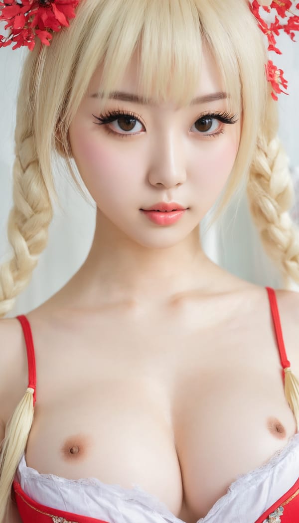 Tags: 21872187, SDXL
{"3": {"inputs": {"seed": 505514152962066, "steps": 32, "cfg": 5.18, "sampler_name": "dpmpp_2m", "scheduler": "karras", "denoise": 1.0, "model": ["27", 0], "positive": ["6", 0], "negative": ["7", 0], "latent_image": ["5", 0]}, "class_type": "KSampler"}, "4": {"inputs": {"ckpt_name": "juggernautxl.safetensors"}, "class_type": "CheckpointLoaderSimple"}, "5": {"inputs": {"width": 768, "height": 1344, "batch_size": 1}, "class_type": "EmptyLatentImage"}, "6": {"inputs": {"text": "19 year old girl, (chinese:1.06), (beautiful eyes:1.09), (pale skin:0.99), (temptress:1.11), (seductive pose:1.04), (sexy lips:0.96), (slim:1.03), (detailed face:1.03), (eyelashes:1.13), (seductive facial expression:1.13), (blush:0.97), (cute:0.97), (idol:1.00), (in a seductive pose:0.99), (large perky breasts:1.01), (cleavage:1.04), (thigh gap:1.02), (in a cosplay:1.06) at comiket posing for camera, (film:1.05), (detailed skin:1.08), (RAW:1.03), (natural looking skin:1.05), (skin fuzz:1.08), (soft lighting:1.01), (portra:1.02), (candid cinema:1.07), (textured skin:1.09)", "clip": ["27", 1]}, "class_type": "CLIPTextEncode"}, "7": {"inputs": {"text": "(low resolution:1.06), (watermark:1.07), (distorted:1.14), (bad hands:1.11), (open mouth:1.09), (worst quality:1.06), (twisted:1.07)", "clip": ["27", 1]}, "class_type": "CLIPTextEncode"}, "8": {"inputs": {"samples": ["3", 0], "vae": ["4", 2]}, "class_type": "VAEDecode"}, "25": {"inputs": {"lora_name": "nudify_xl.safetensors", "strength_model": 0.28, "strength_clip": 0.29, "model": ["4", 0], "clip": ["4", 1]}, "class_type": "LoraLoader"}, "26": {"inputs": {"lora_name": "shirtlift_SDXL_v2.safetensors", "strength_model": 0.03, "strength_clip": 0.05, "model": ["25", 0], "clip": ["25", 1]}, "class_type": "LoraLoader"}, "27": {"inputs": {"lora_name": "PerfectEyesXL.safetensors", "strength_model": 0.04, "strength_clip": 0.14, "model": ["26", 0], "clip": ["26", 1]}, "class_type": "LoraLoader"}, "30": {"inputs": {"model_name": "4x_NMKD-Superscale-SP_178000_G.pth"}, "class_type": "UpscaleModelLoader"}, "31": {"inputs": {"upscale_model": ["30", 0], "image": ["8", 0]}, "class_type": "ImageUpscaleWithModel"}, "32": {"inputs": {"upscale_method": "lanczos", "scale_by": 0.5, "image": ["31", 0]}, "class_type": "ImageScaleBy"}, "33": {"inputs": {"pixels": ["32", 0], "vae": ["4", 2]}, "class_type": "VAEEncode"}, "34": {"inputs": {"seed": 505514152962066, "steps": 32, "cfg": 5.18, "sampler_name": "dpmpp_2m", "scheduler": "karras", "denoise": 0.3, "model": ["27", 0], "positive": ["6", 0], "negative": ["7", 0], "latent_image": ["33", 0]}, "class_type": "KSampler"}, "36": {"inputs": {"samples": ["34", 0], "vae": ["4", 2]}, "class_type": "VAEDecode"}, "39": {"inputs": {"filename_prefix": "comfyapi-1713597259743", "images": ["36", 0]}, "class_type": "SaveImage"}}