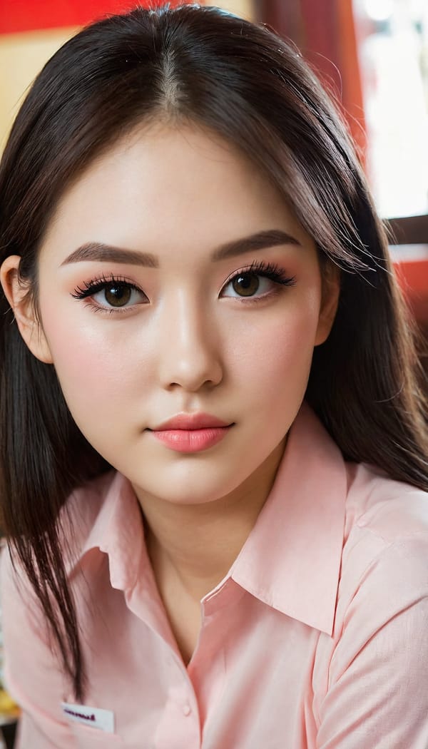 Tags: 21872187, SDXL
{"3": {"inputs": {"seed": 223394653524789, "steps": 64, "cfg": 5.55, "sampler_name": "dpmpp_2m", "scheduler": "karras", "denoise": 1.0, "model": ["27", 0], "positive": ["6", 0], "negative": ["7", 0], "latent_image": ["5", 0]}, "class_type": "KSampler"}, "4": {"inputs": {"ckpt_name": "juggernautXL_v8Rundiffusion.safetensors"}, "class_type": "CheckpointLoaderSimple"}, "5": {"inputs": {"width": 768, "height": 1344, "batch_size": 1}, "class_type": "EmptyLatentImage"}, "6": {"inputs": {"text": "23 year old girl, (seductive facial expression:0.96), (sexy lips:1.09), (blush:1.13), (eyelashes:1.02), (cute:1.09), (slim:1.14), (detailed face:1.04), (double eyelids:1.01), (seductive pose:1.01), (beautiful eyes:1.09), (temptress:1.06), (pale skin:1.10), (perky ass:1.11), (exposed ass:1.07), (looking back:1.06), (sexy ass:1.14), (thigh gap:1.00), (a waitress in uniform:0.96) working at a restaurant, (candid cinema:1.07), (film:1.07), (portra:1.09), (soft lighting:1.08), (detailed skin:1.01), (natural looking skin:1.04), (RAW:1.02), (skin fuzz:1.07), (textured skin:1.08)", "clip": ["27", 1]}, "class_type": "CLIPTextEncode"}, "7": {"inputs": {"text": "(bad hands:1.09), (worst quality:1.12), (open mouth:1.05), (twisted:1.05), (distorted:1.05), (low resolution:1.13), (watermark:1.10)", "clip": ["27", 1]}, "class_type": "CLIPTextEncode"}, "8": {"inputs": {"samples": ["3", 0], "vae": ["4", 2]}, "class_type": "VAEDecode"}, "25": {"inputs": {"lora_name": "nudify_xl.safetensors", "strength_model": 0.29, "strength_clip": 0.16, "model": ["4", 0], "clip": ["4", 1]}, "class_type": "LoraLoader"}, "26": {"inputs": {"lora_name": "shirtlift_SDXL_v2.safetensors", "strength_model": 0.01, "strength_clip": 0.17, "model": ["25", 0], "clip": ["25", 1]}, "class_type": "LoraLoader"}, "27": {"inputs": {"lora_name": "PerfectEyesXL.safetensors", "strength_model": 0.09, "strength_clip": 0.11, "model": ["26", 0], "clip": ["26", 1]}, "class_type": "LoraLoader"}, "30": {"inputs": {"model_name": "4x_NMKD-Superscale-SP_178000_G.pth"}, "class_type": "UpscaleModelLoader"}, "31": {"inputs": {"upscale_model": ["30", 0], "image": ["8", 0]}, "class_type": "ImageUpscaleWithModel"}, "32": {"inputs": {"upscale_method": "lanczos", "scale_by": 0.5, "image": ["31", 0]}, "class_type": "ImageScaleBy"}, "33": {"inputs": {"pixels": ["32", 0], "vae": ["4", 2]}, "class_type": "VAEEncode"}, "34": {"inputs": {"seed": 223394653524789, "steps": 64, "cfg": 5.55, "sampler_name": "dpmpp_2m", "scheduler": "karras", "denoise": 0.3, "model": ["27", 0], "positive": ["6", 0], "negative": ["7", 0], "latent_image": ["33", 0]}, "class_type": "KSampler"}, "36": {"inputs": {"samples": ["34", 0], "vae": ["4", 2]}, "class_type": "VAEDecode"}, "39": {"inputs": {"filename_prefix": "comfyapi-1707693118103", "images": ["36", 0]}, "class_type": "SaveImage"}}