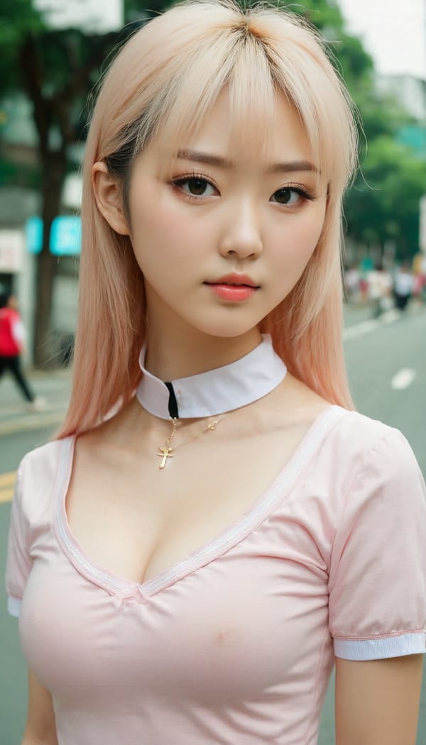 Tags: 21872187, SDXL
{"3": {"inputs": {"seed": 236015847896687, "steps": 32, "cfg": 6.67, "sampler_name": "dpmpp_2m", "scheduler": "karras", "denoise": 1.0, "model": ["27", 0], "positive": ["6", 0], "negative": ["7", 0], "latent_image": ["5", 0]}, "class_type": "KSampler"}, "4": {"inputs": {"ckpt_name": "juggernautxl.safetensors"}, "class_type": "CheckpointLoaderSimple"}, "5": {"inputs": {"width": 768, "height": 1344, "batch_size": 1}, "class_type": "EmptyLatentImage"}, "6": {"inputs": {"text": "21 year old girl, (japanese:1.07), (taiwanese:0.95), (ukrainian:1.06), (irish:1.10), (temptress:1.12), (seductive pose:0.97), (blush:1.10), (eyelashes:1.03), (detailed face:0.98), (seductive facial expression:1.11), (slim:1.14), (double eyelids:1.10), (idol:0.99), (pale skin:1.04), (beautiful eyes:1.01), (in a seductive pose:0.95), (large perky breasts:1.10), (cleavage:0.95), (thigh gap:1.14), (school uniform:1.09), choker, busy street, (natural looking skin:1.06), (candid cinema:1.07), (soft lighting:1.09), (portra:1.00), (detailed skin:1.05), (film:1.02), (RAW:1.06), (skin fuzz:1.09), (textured skin:1.00)", "clip": ["27", 1]}, "class_type": "CLIPTextEncode"}, "7": {"inputs": {"text": "(low resolution:1.08), (bad hands:1.13), (watermark:1.13), (open mouth:1.07), (twisted:1.07), (distorted:1.14)", "clip": ["27", 1]}, "class_type": "CLIPTextEncode"}, "8": {"inputs": {"samples": ["3", 0], "vae": ["4", 2]}, "class_type": "VAEDecode"}, "25": {"inputs": {"lora_name": "nudify_xl.safetensors", "strength_model": 0.35, "strength_clip": 0.38, "model": ["4", 0], "clip": ["4", 1]}, "class_type": "LoraLoader"}, "26": {"inputs": {"lora_name": "shirtlift_SDXL_v2.safetensors", "strength_model": 0.05, "strength_clip": 0.1, "model": ["25", 0], "clip": ["25", 1]}, "class_type": "LoraLoader"}, "27": {"inputs": {"lora_name": "PerfectEyesXL.safetensors", "strength_model": 0.14, "strength_clip": 0.16, "model": ["26", 0], "clip": ["26", 1]}, "class_type": "LoraLoader"}, "30": {"inputs": {"model_name": "4x_NMKD-Superscale-SP_178000_G.pth"}, "class_type": "UpscaleModelLoader"}, "31": {"inputs": {"upscale_model": ["30", 0], "image": ["8", 0]}, "class_type": "ImageUpscaleWithModel"}, "32": {"inputs": {"upscale_method": "lanczos", "scale_by": 0.5, "image": ["31", 0]}, "class_type": "ImageScaleBy"}, "33": {"inputs": {"pixels": ["32", 0], "vae": ["4", 2]}, "class_type": "VAEEncode"}, "34": {"inputs": {"seed": 236015847896687, "steps": 32, "cfg": 6.67, "sampler_name": "dpmpp_2m", "scheduler": "karras", "denoise": 0.3, "model": ["27", 0], "positive": ["6", 0], "negative": ["7", 0], "latent_image": ["33", 0]}, "class_type": "KSampler"}, "36": {"inputs": {"samples": ["34", 0], "vae": ["4", 2]}, "class_type": "VAEDecode"}, "39": {"inputs": {"filename_prefix": "comfyapi-1725189033718", "images": ["36", 0]}, "class_type": "SaveImage"}}