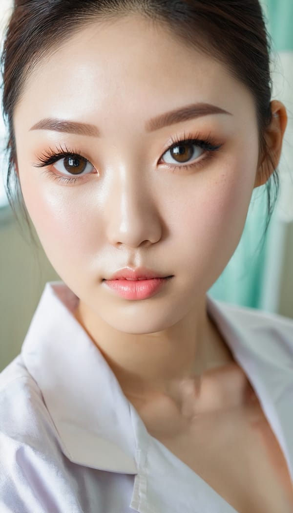 Tags: 21872187, SDXL
{"3": {"inputs": {"seed": 566557142641122, "steps": 32, "cfg": 7.02, "sampler_name": "dpmpp_2m", "scheduler": "karras", "denoise": 1.0, "model": ["27", 0], "positive": ["6", 0], "negative": ["7", 0], "latent_image": ["5", 0]}, "class_type": "KSampler"}, "4": {"inputs": {"ckpt_name": "juggernautxl.safetensors"}, "class_type": "CheckpointLoaderSimple"}, "5": {"inputs": {"width": 768, "height": 1344, "batch_size": 1}, "class_type": "EmptyLatentImage"}, "6": {"inputs": {"text": "25 year old girl, (korean:1.00), (irish:1.03), (chinese:1.01), (detailed face:1.02), (beautiful eyes:1.14), (double eyelids:0.96), (seductive pose:0.98), (idol:0.99), (pale skin:1.09), (cute:1.07), (blush:1.06), (seductive facial expression:0.97), (slim:1.07), (temptress:1.05), (sexy lips:0.99), (eyelashes:1.14), (on all fours:0.95), (spreading ass cheeks:1.07), (from behind:1.06), (backboob:0.97), (nurse in uniform:1.07) working in a hospital ward, (portra:1.05), (RAW:1.01), (soft lighting:1.02), (skin fuzz:1.04), (film:1.01), (candid cinema:1.02), (textured skin:1.09), (natural looking skin:1.07), (detailed skin:1.08)", "clip": ["27", 1]}, "class_type": "CLIPTextEncode"}, "7": {"inputs": {"text": "(low resolution:1.13), (worst quality:1.05), (open mouth:1.09), (distorted:1.10), (twisted:1.13), (watermark:1.13), (bad hands:1.12)", "clip": ["27", 1]}, "class_type": "CLIPTextEncode"}, "8": {"inputs": {"samples": ["3", 0], "vae": ["4", 2]}, "class_type": "VAEDecode"}, "25": {"inputs": {"lora_name": "nudify_xl.safetensors", "strength_model": 0.28, "strength_clip": 0.32, "model": ["4", 0], "clip": ["4", 1]}, "class_type": "LoraLoader"}, "26": {"inputs": {"lora_name": "shirtlift_SDXL_v2.safetensors", "strength_model": 0.04, "strength_clip": 0.01, "model": ["25", 0], "clip": ["25", 1]}, "class_type": "LoraLoader"}, "27": {"inputs": {"lora_name": "PerfectEyesXL.safetensors", "strength_model": 0.15, "strength_clip": 0.08, "model": ["26", 0], "clip": ["26", 1]}, "class_type": "LoraLoader"}, "30": {"inputs": {"model_name": "4x_NMKD-Superscale-SP_178000_G.pth"}, "class_type": "UpscaleModelLoader"}, "31": {"inputs": {"upscale_model": ["30", 0], "image": ["8", 0]}, "class_type": "ImageUpscaleWithModel"}, "32": {"inputs": {"upscale_method": "lanczos", "scale_by": 0.5, "image": ["31", 0]}, "class_type": "ImageScaleBy"}, "33": {"inputs": {"pixels": ["32", 0], "vae": ["4", 2]}, "class_type": "VAEEncode"}, "34": {"inputs": {"seed": 566557142641122, "steps": 32, "cfg": 7.02, "sampler_name": "dpmpp_2m", "scheduler": "karras", "denoise": 0.3, "model": ["27", 0], "positive": ["6", 0], "negative": ["7", 0], "latent_image": ["33", 0]}, "class_type": "KSampler"}, "36": {"inputs": {"samples": ["34", 0], "vae": ["4", 2]}, "class_type": "VAEDecode"}, "39": {"inputs": {"filename_prefix": "comfyapi-1731629920805", "images": ["36", 0]}, "class_type": "SaveImage"}}