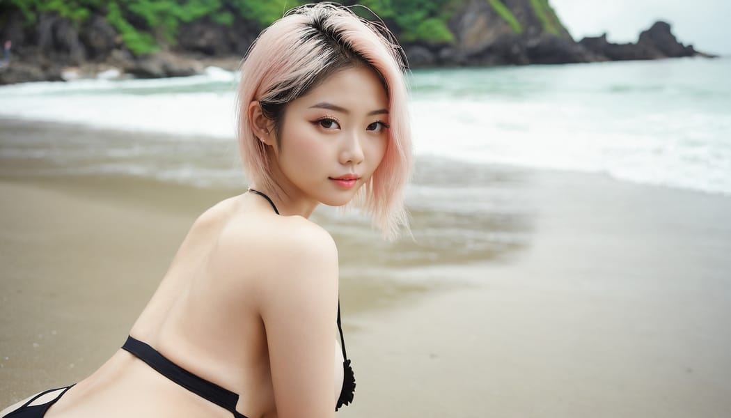 Tags: 21872187, SDXL
{"3": {"inputs": {"seed": 258560274454399, "steps": 32, "cfg": 6.89, "sampler_name": "dpmpp_2m", "scheduler": "karras", "denoise": 1.0, "model": ["27", 0], "positive": ["6", 0], "negative": ["7", 0], "latent_image": ["5", 0]}, "class_type": "KSampler"}, "4": {"inputs": {"ckpt_name": "juggernautxl.safetensors"}, "class_type": "CheckpointLoaderSimple"}, "5": {"inputs": {"width": 1344, "height": 768, "batch_size": 1}, "class_type": "EmptyLatentImage"}, "6": {"inputs": {"text": "22 year old girl, (taiwanese:1.09), (blush:0.99), (cute:1.03), (seductive pose:1.10), (double eyelids:1.12), (sexy lips:1.10), (slim:1.12), (beautiful eyes:1.00), (eyelashes:0.96), (idol:0.97), (pale skin:1.06), (temptress:0.98), (detailed face:0.96), (perky ass:1.08), (exposed ass:1.04), (looking back:1.08), (sexy ass:1.14), (thigh gap:1.04), wearing (bikini:1.10) at a beach, (soft lighting:1.06), (textured skin:1.03), (candid cinema:1.04), (RAW:1.08), (skin fuzz:1.04), (film:1.05), (natural looking skin:1.00), (detailed skin:1.06), (portra:1.02)", "clip": ["27", 1]}, "class_type": "CLIPTextEncode"}, "7": {"inputs": {"text": "(worst quality:1.05), (low resolution:1.09), (distorted:1.07), (twisted:1.14), (open mouth:1.09), (watermark:1.07), (bad hands:1.13)", "clip": ["27", 1]}, "class_type": "CLIPTextEncode"}, "8": {"inputs": {"samples": ["3", 0], "vae": ["4", 2]}, "class_type": "VAEDecode"}, "25": {"inputs": {"lora_name": "nudify_xl.safetensors", "strength_model": 0.1, "strength_clip": 0.32, "model": ["4", 0], "clip": ["4", 1]}, "class_type": "LoraLoader"}, "26": {"inputs": {"lora_name": "shirtlift_SDXL_v2.safetensors", "strength_model": 0.07, "strength_clip": 0.17, "model": ["25", 0], "clip": ["25", 1]}, "class_type": "LoraLoader"}, "27": {"inputs": {"lora_name": "PerfectEyesXL.safetensors", "strength_model": 0.03, "strength_clip": 0.18, "model": ["26", 0], "clip": ["26", 1]}, "class_type": "LoraLoader"}, "30": {"inputs": {"model_name": "4x_NMKD-Superscale-SP_178000_G.pth"}, "class_type": "UpscaleModelLoader"}, "31": {"inputs": {"upscale_model": ["30", 0], "image": ["8", 0]}, "class_type": "ImageUpscaleWithModel"}, "32": {"inputs": {"upscale_method": "lanczos", "scale_by": 0.5, "image": ["31", 0]}, "class_type": "ImageScaleBy"}, "33": {"inputs": {"pixels": ["32", 0], "vae": ["4", 2]}, "class_type": "VAEEncode"}, "34": {"inputs": {"seed": 258560274454399, "steps": 32, "cfg": 6.89, "sampler_name": "dpmpp_2m", "scheduler": "karras", "denoise": 0.3, "model": ["27", 0], "positive": ["6", 0], "negative": ["7", 0], "latent_image": ["33", 0]}, "class_type": "KSampler"}, "36": {"inputs": {"samples": ["34", 0], "vae": ["4", 2]}, "class_type": "VAEDecode"}, "39": {"inputs": {"filename_prefix": "comfyapi-1718467786264", "images": ["36", 0]}, "class_type": "SaveImage"}}