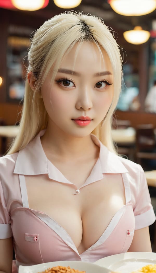 Tags: 21872187, SDXL
{"3": {"inputs": {"seed": 993328921140656, "steps": 32, "cfg": 5.75, "sampler_name": "dpmpp_2m", "scheduler": "karras", "denoise": 1.0, "model": ["27", 0], "positive": ["6", 0], "negative": ["7", 0], "latent_image": ["5", 0]}, "class_type": "KSampler"}, "4": {"inputs": {"ckpt_name": "juggernautxl.safetensors"}, "class_type": "CheckpointLoaderSimple"}, "5": {"inputs": {"width": 768, "height": 1344, "batch_size": 1}, "class_type": "EmptyLatentImage"}, "6": {"inputs": {"text": "24 year old girl, (chinese:0.96), (seductive facial expression:0.95), (pale skin:1.07), (cute:0.96), (idol:0.95), (seductive pose:1.05), (beautiful eyes:1.11), (sexy lips:1.01), (double eyelids:1.13), (temptress:1.13), (blush:0.98), (eyelashes:1.01), (slim:0.98), (detailed face:1.07), (in a seductive pose:0.95), (large perky breasts:1.01), (cleavage:1.05), (thigh gap:1.10), (a waitress in uniform:0.96) working at a restaurant, (film:1.08), (textured skin:1.02), (candid cinema:1.00), (soft lighting:1.01), (RAW:1.03), (portra:1.06), (natural looking skin:1.06), (skin fuzz:1.02), (detailed skin:1.02)", "clip": ["27", 1]}, "class_type": "CLIPTextEncode"}, "7": {"inputs": {"text": "(bad hands:1.07), (low resolution:1.12), (watermark:1.14), (open mouth:1.08), (worst quality:1.14), (twisted:1.11), (distorted:1.05)", "clip": ["27", 1]}, "class_type": "CLIPTextEncode"}, "8": {"inputs": {"samples": ["3", 0], "vae": ["4", 2]}, "class_type": "VAEDecode"}, "25": {"inputs": {"lora_name": "nudify_xl.safetensors", "strength_model": 0.17, "strength_clip": 0.39, "model": ["4", 0], "clip": ["4", 1]}, "class_type": "LoraLoader"}, "26": {"inputs": {"lora_name": "shirtlift_SDXL_v2.safetensors", "strength_model": 0.12, "strength_clip": 0.15, "model": ["25", 0], "clip": ["25", 1]}, "class_type": "LoraLoader"}, "27": {"inputs": {"lora_name": "PerfectEyesXL.safetensors", "strength_model": 0.01, "strength_clip": 0.18, "model": ["26", 0], "clip": ["26", 1]}, "class_type": "LoraLoader"}, "30": {"inputs": {"model_name": "4x_NMKD-Superscale-SP_178000_G.pth"}, "class_type": "UpscaleModelLoader"}, "31": {"inputs": {"upscale_model": ["30", 0], "image": ["8", 0]}, "class_type": "ImageUpscaleWithModel"}, "32": {"inputs": {"upscale_method": "lanczos", "scale_by": 0.5, "image": ["31", 0]}, "class_type": "ImageScaleBy"}, "33": {"inputs": {"pixels": ["32", 0], "vae": ["4", 2]}, "class_type": "VAEEncode"}, "34": {"inputs": {"seed": 993328921140656, "steps": 32, "cfg": 5.75, "sampler_name": "dpmpp_2m", "scheduler": "karras", "denoise": 0.3, "model": ["27", 0], "positive": ["6", 0], "negative": ["7", 0], "latent_image": ["33", 0]}, "class_type": "KSampler"}, "36": {"inputs": {"samples": ["34", 0], "vae": ["4", 2]}, "class_type": "VAEDecode"}, "39": {"inputs": {"filename_prefix": "comfyapi-1726928501272", "images": ["36", 0]}, "class_type": "SaveImage"}}