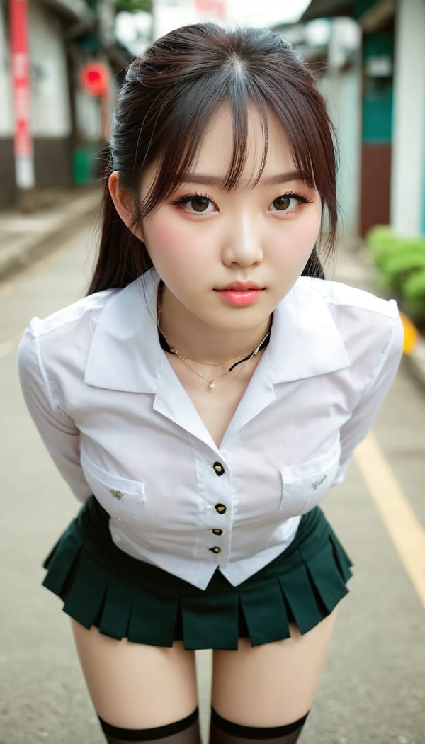 Tags: 21872187, SDXL
{"3": {"inputs": {"seed": 342910180607455, "steps": 32, "cfg": 7.21, "sampler_name": "dpmpp_2m", "scheduler": "karras", "denoise": 1.0, "model": ["27", 0], "positive": ["6", 0], "negative": ["7", 0], "latent_image": ["5", 0]}, "class_type": "KSampler"}, "4": {"inputs": {"ckpt_name": "juggernautxl.safetensors"}, "class_type": "CheckpointLoaderSimple"}, "5": {"inputs": {"width": 768, "height": 1344, "batch_size": 1}, "class_type": "EmptyLatentImage"}, "6": {"inputs": {"text": "24 year old girl, (korean:1.13), (seductive pose:0.98), (eyelashes:1.09), (blush:1.12), (idol:1.02), (pale skin:1.06), (cute:1.07), (slim:0.95), (beautiful eyes:1.00), (detailed face:1.10), (double eyelids:0.97), (on all fours:1.11), (spreading ass cheeks:1.07), (from behind:1.04), (backboob:0.99), (school uniform:0.99), choker, busy street, (film:1.01), (natural looking skin:1.09), (detailed skin:1.04), (portra:1.03), (skin fuzz:1.01), (candid cinema:1.02), (textured skin:1.08), (soft lighting:1.03), (RAW:1.05)", "clip": ["27", 1]}, "class_type": "CLIPTextEncode"}, "7": {"inputs": {"text": "(twisted:1.12), (watermark:1.10), (distorted:1.09), (worst quality:1.06), (bad hands:1.07), (low resolution:1.07), (open mouth:1.14)", "clip": ["27", 1]}, "class_type": "CLIPTextEncode"}, "8": {"inputs": {"samples": ["3", 0], "vae": ["4", 2]}, "class_type": "VAEDecode"}, "25": {"inputs": {"lora_name": "nudify_xl.safetensors", "strength_model": 0.23, "strength_clip": 0.14, "model": ["4", 0], "clip": ["4", 1]}, "class_type": "LoraLoader"}, "26": {"inputs": {"lora_name": "shirtlift_SDXL_v2.safetensors", "strength_model": 0.09, "strength_clip": 0.16, "model": ["25", 0], "clip": ["25", 1]}, "class_type": "LoraLoader"}, "27": {"inputs": {"lora_name": "PerfectEyesXL.safetensors", "strength_model": 0.11, "strength_clip": 0.07, "model": ["26", 0], "clip": ["26", 1]}, "class_type": "LoraLoader"}, "30": {"inputs": {"model_name": "4x_NMKD-Superscale-SP_178000_G.pth"}, "class_type": "UpscaleModelLoader"}, "31": {"inputs": {"upscale_model": ["30", 0], "image": ["8", 0]}, "class_type": "ImageUpscaleWithModel"}, "32": {"inputs": {"upscale_method": "lanczos", "scale_by": 0.5, "image": ["31", 0]}, "class_type": "ImageScaleBy"}, "33": {"inputs": {"pixels": ["32", 0], "vae": ["4", 2]}, "class_type": "VAEEncode"}, "34": {"inputs": {"seed": 342910180607455, "steps": 32, "cfg": 7.21, "sampler_name": "dpmpp_2m", "scheduler": "karras", "denoise": 0.3, "model": ["27", 0], "positive": ["6", 0], "negative": ["7", 0], "latent_image": ["33", 0]}, "class_type": "KSampler"}, "36": {"inputs": {"samples": ["34", 0], "vae": ["4", 2]}, "class_type": "VAEDecode"}, "39": {"inputs": {"filename_prefix": "comfyapi-1713330745746", "images": ["36", 0]}, "class_type": "SaveImage"}}