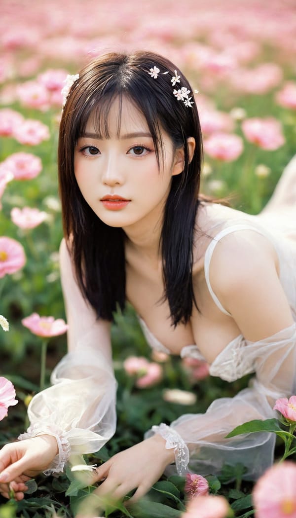 Tags: 21872187, SDXL
{"3": {"inputs": {"seed": 435240440080045, "steps": 32, "cfg": 6.59, "sampler_name": "dpmpp_2m", "scheduler": "karras", "denoise": 1.0, "model": ["27", 0], "positive": ["6", 0], "negative": ["7", 0], "latent_image": ["5", 0]}, "class_type": "KSampler"}, "4": {"inputs": {"ckpt_name": "helloworldxl.safetensors"}, "class_type": "CheckpointLoaderSimple"}, "5": {"inputs": {"width": 768, "height": 1344, "batch_size": 1}, "class_type": "EmptyLatentImage"}, "6": {"inputs": {"text": "24 year old girl, (taiwanese:1.14), (japanese:1.00), (pale skin:1.04), (beautiful eyes:1.05), (idol:1.07), (cute:0.98), (blush:1.03), (temptress:0.95), (seductive facial expression:1.14), (seductive pose:1.04), (sexy lips:0.95), (detailed face:0.98), (double eyelids:1.10), (eyelashes:1.01), (in a seductive pose:1.09), (large perky breasts:0.95), (cleavage:1.07), (thigh gap:0.96), wearing (translucent clothes:1.08) on a flower field, (detailed skin:1.07), (soft lighting:1.03), (candid cinema:1.01), (film:1.04), (skin fuzz:1.08), (portra:1.09), (textured skin:1.09), (natural looking skin:1.09), (RAW:1.00)", "clip": ["27", 1]}, "class_type": "CLIPTextEncode"}, "7": {"inputs": {"text": "(watermark:1.13), (low resolution:1.05), (twisted:1.11), (worst quality:1.13), (open mouth:1.07), (bad hands:1.11), (distorted:1.11)", "clip": ["27", 1]}, "class_type": "CLIPTextEncode"}, "8": {"inputs": {"samples": ["3", 0], "vae": ["4", 2]}, "class_type": "VAEDecode"}, "25": {"inputs": {"lora_name": "nudify_xl.safetensors", "strength_model": 0.29, "strength_clip": 0.07, "model": ["4", 0], "clip": ["4", 1]}, "class_type": "LoraLoader"}, "26": {"inputs": {"lora_name": "shirtlift_SDXL_v2.safetensors", "strength_model": 0.07, "strength_clip": 0.03, "model": ["25", 0], "clip": ["25", 1]}, "class_type": "LoraLoader"}, "27": {"inputs": {"lora_name": "PerfectEyesXL.safetensors", "strength_model": 0.17, "strength_clip": 0.07, "model": ["26", 0], "clip": ["26", 1]}, "class_type": "LoraLoader"}, "30": {"inputs": {"model_name": "4x_NMKD-Superscale-SP_178000_G.pth"}, "class_type": "UpscaleModelLoader"}, "31": {"inputs": {"upscale_model": ["30", 0], "image": ["8", 0]}, "class_type": "ImageUpscaleWithModel"}, "32": {"inputs": {"upscale_method": "lanczos", "scale_by": 0.5, "image": ["31", 0]}, "class_type": "ImageScaleBy"}, "33": {"inputs": {"pixels": ["32", 0], "vae": ["4", 2]}, "class_type": "VAEEncode"}, "34": {"inputs": {"seed": 435240440080045, "steps": 32, "cfg": 6.59, "sampler_name": "dpmpp_2m", "scheduler": "karras", "denoise": 0.3, "model": ["27", 0], "positive": ["6", 0], "negative": ["7", 0], "latent_image": ["33", 0]}, "class_type": "KSampler"}, "36": {"inputs": {"samples": ["34", 0], "vae": ["4", 2]}, "class_type": "VAEDecode"}, "39": {"inputs": {"filename_prefix": "comfyapi-1716709590110", "images": ["36", 0]}, "class_type": "SaveImage"}}