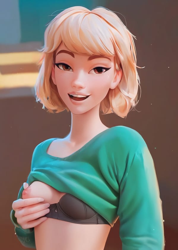 Tags: undefined
medium shot, score_9, score_8_up, score_8,  1girl, cute, excited, white skin, brown eyes, Seductive look, green tshirt, medium breasts, one breast out, hold breasts, bra, Gwen Stacey
Negative prompt: score_6, score_5, score_4, busty, (large breasts:0.3), ugly face, phone, smartphone, mutated hands, low res, blurry face, (hairy pussy:1.2), pumped body, athletic body, black and white
Steps: 36, Sampler: DPM++ 2M, CFG scale: 4, Seed: 206376931, Size: 640x896, Model hash: 67ab2fd8ec, Model: ponyDiffusionV6XL_v6StartWithThisOne, Denoising strength: 0.3, Hires upscale: 1.5, Hires steps: 18, Hires upscaler: R-ESRGAN 4x+ Anime6B, Version: v1.8.0