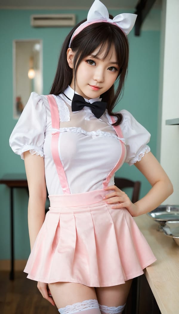 Tags: 21872187, SDXL
{"3": {"inputs": {"seed": 513539934935080, "steps": 64, "cfg": 7.67, "sampler_name": "dpmpp_2m", "scheduler": "karras", "denoise": 1.0, "model": ["27", 0], "positive": ["6", 0], "negative": ["7", 0], "latent_image": ["5", 0]}, "class_type": "KSampler"}, "4": {"inputs": {"ckpt_name": "juggernautXL_v8Rundiffusion.safetensors"}, "class_type": "CheckpointLoaderSimple"}, "5": {"inputs": {"width": 768, "height": 1344, "batch_size": 1}, "class_type": "EmptyLatentImage"}, "6": {"inputs": {"text": "18 year old girl, (japanese:0.99), (ukrainian:1.12), (russian:0.95), (beautiful eyes:1.10), (seductive facial expression:1.09), (seductive pose:1.00), (idol:1.08), (detailed face:1.10), (slim:1.00), (sexy lips:1.06), (blush:1.03), (temptress:1.09), (pale skin:0.99), (eyelashes:1.14), (perky ass:0.98), (exposed ass:1.08), (looking back:1.09), (sexy ass:1.05), (thigh gap:1.02), in a (skimpy maid costume:1.11) working at a maid cafe, choker, bowtie, headband, pleated skirt, (film:1.03), (textured skin:1.02), (portra:1.02), (candid cinema:1.04), (soft lighting:1.08), (RAW:1.07), (detailed skin:1.04), (skin fuzz:1.06), (natural looking skin:1.00)", "clip": ["27", 1]}, "class_type": "CLIPTextEncode"}, "7": {"inputs": {"text": "(bad hands:1.11), (twisted:1.11), (open mouth:1.07), (worst quality:1.11), (low resolution:1.08), (watermark:1.13), (distorted:1.07)", "clip": ["27", 1]}, "class_type": "CLIPTextEncode"}, "8": {"inputs": {"samples": ["3", 0], "vae": ["4", 2]}, "class_type": "VAEDecode"}, "25": {"inputs": {"lora_name": "nudify_xl.safetensors", "strength_model": 0.04, "strength_clip": 0.37, "model": ["4", 0], "clip": ["4", 1]}, "class_type": "LoraLoader"}, "26": {"inputs": {"lora_name": "shirtlift_SDXL_v2.safetensors", "strength_model": 0.11, "strength_clip": 0.14, "model": ["25", 0], "clip": ["25", 1]}, "class_type": "LoraLoader"}, "27": {"inputs": {"lora_name": "PerfectEyesXL.safetensors", "strength_model": 0.1, "strength_clip": 0.05, "model": ["26", 0], "clip": ["26", 1]}, "class_type": "LoraLoader"}, "30": {"inputs": {"model_name": "4x_NMKD-Superscale-SP_178000_G.pth"}, "class_type": "UpscaleModelLoader"}, "31": {"inputs": {"upscale_model": ["30", 0], "image": ["8", 0]}, "class_type": "ImageUpscaleWithModel"}, "32": {"inputs": {"upscale_method": "lanczos", "scale_by": 0.5, "image": ["31", 0]}, "class_type": "ImageScaleBy"}, "33": {"inputs": {"pixels": ["32", 0], "vae": ["4", 2]}, "class_type": "VAEEncode"}, "34": {"inputs": {"seed": 513539934935080, "steps": 64, "cfg": 7.67, "sampler_name": "dpmpp_2m", "scheduler": "karras", "denoise": 0.3, "model": ["27", 0], "positive": ["6", 0], "negative": ["7", 0], "latent_image": ["33", 0]}, "class_type": "KSampler"}, "36": {"inputs": {"samples": ["34", 0], "vae": ["4", 2]}, "class_type": "VAEDecode"}, "39": {"inputs": {"filename_prefix": "comfyapi-1708068072783", "images": ["36", 0]}, "class_type": "SaveImage"}}