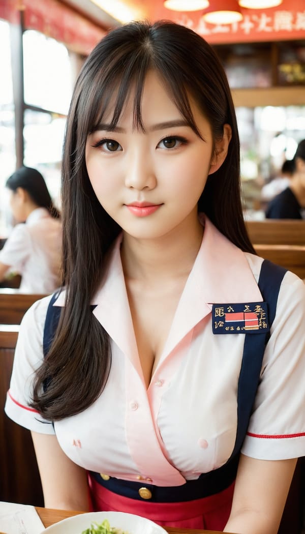 Tags: 21872187, SDXL
{"3": {"inputs": {"seed": 893573137941490, "steps": 32, "cfg": 7.17, "sampler_name": "dpmpp_2m", "scheduler": "karras", "denoise": 1.0, "model": ["27", 0], "positive": ["6", 0], "negative": ["7", 0], "latent_image": ["5", 0]}, "class_type": "KSampler"}, "4": {"inputs": {"ckpt_name": "juggernautXL_v8Rundiffusion.safetensors"}, "class_type": "CheckpointLoaderSimple"}, "5": {"inputs": {"width": 768, "height": 1344, "batch_size": 1}, "class_type": "EmptyLatentImage"}, "6": {"inputs": {"text": "18 year old girl, (japanese:0.95), (korean:1.06), (taiwanese:1.01), (beautiful eyes:1.01), (temptress:1.14), (blush:1.13), (cute:1.07), (detailed face:1.14), (eyelashes:1.02), (seductive pose:1.08), (seductive facial expression:1.14), (sexy lips:1.02), (pale skin:0.98), (slim:1.13), (in a seductive pose:1.03), (large perky breasts:1.10), (cleavage:1.02), (thigh gap:1.06), (a waitress in uniform:1.10) working at a restaurant, (natural looking skin:1.02), (soft lighting:1.08), (skin fuzz:1.08), (RAW:1.09), (detailed skin:1.02), (textured skin:1.06), (candid cinema:1.03), (film:1.09), (portra:1.07)", "clip": ["27", 1]}, "class_type": "CLIPTextEncode"}, "7": {"inputs": {"text": "(distorted:1.05), (worst quality:1.14), (bad hands:1.12), (low resolution:1.11), (twisted:1.05), (open mouth:1.11), (watermark:1.12)", "clip": ["27", 1]}, "class_type": "CLIPTextEncode"}, "8": {"inputs": {"samples": ["3", 0], "vae": ["4", 2]}, "class_type": "VAEDecode"}, "25": {"inputs": {"lora_name": "nudify_xl.safetensors", "strength_model": 0.21, "strength_clip": 0.04, "model": ["4", 0], "clip": ["4", 1]}, "class_type": "LoraLoader"}, "26": {"inputs": {"lora_name": "shirtlift_SDXL_v2.safetensors", "strength_model": 0.15, "strength_clip": 0.13, "model": ["25", 0], "clip": ["25", 1]}, "class_type": "LoraLoader"}, "27": {"inputs": {"lora_name": "PerfectEyesXL.safetensors", "strength_model": 0.11, "strength_clip": 0.04, "model": ["26", 0], "clip": ["26", 1]}, "class_type": "LoraLoader"}, "30": {"inputs": {"model_name": "4x_NMKD-Superscale-SP_178000_G.pth"}, "class_type": "UpscaleModelLoader"}, "31": {"inputs": {"upscale_model": ["30", 0], "image": ["8", 0]}, "class_type": "ImageUpscaleWithModel"}, "32": {"inputs": {"upscale_method": "lanczos", "scale_by": 0.5, "image": ["31", 0]}, "class_type": "ImageScaleBy"}, "33": {"inputs": {"pixels": ["32", 0], "vae": ["4", 2]}, "class_type": "VAEEncode"}, "34": {"inputs": {"seed": 893573137941490, "steps": 32, "cfg": 7.17, "sampler_name": "dpmpp_2m", "scheduler": "karras", "denoise": 0.3, "model": ["27", 0], "positive": ["6", 0], "negative": ["7", 0], "latent_image": ["33", 0]}, "class_type": "KSampler"}, "36": {"inputs": {"samples": ["34", 0], "vae": ["4", 2]}, "class_type": "VAEDecode"}, "39": {"inputs": {"filename_prefix": "comfyapi-1707552723902", "images": ["36", 0]}, "class_type": "SaveImage"}}