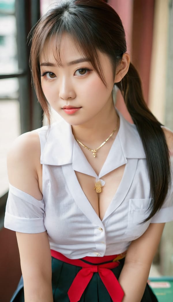 Tags: 21872187, SDXL
{"3": {"inputs": {"seed": 618577107944685, "steps": 32, "cfg": 7.69, "sampler_name": "dpmpp_2m", "scheduler": "karras", "denoise": 1.0, "model": ["27", 0], "positive": ["6", 0], "negative": ["7", 0], "latent_image": ["5", 0]}, "class_type": "KSampler"}, "4": {"inputs": {"ckpt_name": "juggernautxl.safetensors"}, "class_type": "CheckpointLoaderSimple"}, "5": {"inputs": {"width": 768, "height": 1344, "batch_size": 1}, "class_type": "EmptyLatentImage"}, "6": {"inputs": {"text": "23 year old girl, (taiwanese:1.12), (double eyelids:1.14), (sexy lips:0.98), (seductive facial expression:1.12), (eyelashes:1.01), (idol:1.02), (beautiful eyes:0.95), (slim:1.05), (seductive pose:0.96), (pale skin:1.04), (blush:1.01), (cute:1.03), (detailed face:1.03), (in a seductive pose:1.01), (large perky breasts:1.02), (cleavage:1.07), (thigh gap:1.00), (school uniform:1.03), choker, busy street, (detailed skin:1.01), (film:1.08), (portra:1.00), (skin fuzz:1.08), (natural looking skin:1.05), (candid cinema:1.05), (RAW:1.00), (soft lighting:1.07), (textured skin:1.03)", "clip": ["27", 1]}, "class_type": "CLIPTextEncode"}, "7": {"inputs": {"text": "(low resolution:1.13), (twisted:1.06), (distorted:1.09), (worst quality:1.06), (open mouth:1.07), (bad hands:1.11), (watermark:1.12)", "clip": ["27", 1]}, "class_type": "CLIPTextEncode"}, "8": {"inputs": {"samples": ["3", 0], "vae": ["4", 2]}, "class_type": "VAEDecode"}, "25": {"inputs": {"lora_name": "nudify_xl.safetensors", "strength_model": 0.2, "strength_clip": 0.04, "model": ["4", 0], "clip": ["4", 1]}, "class_type": "LoraLoader"}, "26": {"inputs": {"lora_name": "shirtlift_SDXL_v2.safetensors", "strength_model": 0.03, "strength_clip": 0.03, "model": ["25", 0], "clip": ["25", 1]}, "class_type": "LoraLoader"}, "27": {"inputs": {"lora_name": "PerfectEyesXL.safetensors", "strength_model": 0.08, "strength_clip": 0.18, "model": ["26", 0], "clip": ["26", 1]}, "class_type": "LoraLoader"}, "30": {"inputs": {"model_name": "4x_NMKD-Superscale-SP_178000_G.pth"}, "class_type": "UpscaleModelLoader"}, "31": {"inputs": {"upscale_model": ["30", 0], "image": ["8", 0]}, "class_type": "ImageUpscaleWithModel"}, "32": {"inputs": {"upscale_method": "lanczos", "scale_by": 0.5, "image": ["31", 0]}, "class_type": "ImageScaleBy"}, "33": {"inputs": {"pixels": ["32", 0], "vae": ["4", 2]}, "class_type": "VAEEncode"}, "34": {"inputs": {"seed": 618577107944685, "steps": 32, "cfg": 7.69, "sampler_name": "dpmpp_2m", "scheduler": "karras", "denoise": 0.3, "model": ["27", 0], "positive": ["6", 0], "negative": ["7", 0], "latent_image": ["33", 0]}, "class_type": "KSampler"}, "36": {"inputs": {"samples": ["34", 0], "vae": ["4", 2]}, "class_type": "VAEDecode"}, "39": {"inputs": {"filename_prefix": "comfyapi-1732577378805", "images": ["36", 0]}, "class_type": "SaveImage"}}