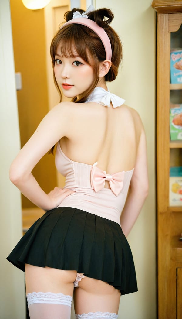 Tags: 21872187, SDXL
{"3": {"inputs": {"seed": 214668190556780, "steps": 64, "cfg": 7.65, "sampler_name": "dpmpp_2m", "scheduler": "karras", "denoise": 1.0, "model": ["27", 0], "positive": ["6", 0], "negative": ["7", 0], "latent_image": ["5", 0]}, "class_type": "KSampler"}, "4": {"inputs": {"ckpt_name": "leosamsHelloworldSDXL_helloworldSDXL32DPO.safetensors"}, "class_type": "CheckpointLoaderSimple"}, "5": {"inputs": {"width": 768, "height": 1344, "batch_size": 1}, "class_type": "EmptyLatentImage"}, "6": {"inputs": {"text": "25 year old girl, (irish:1.12), (blush:1.11), (idol:1.14), (slim:0.96), (seductive facial expression:1.14), (eyelashes:1.02), (pale skin:1.11), (seductive pose:1.01), (beautiful eyes:1.03), (temptress:1.13), (sexy lips:0.99), (cute:1.06), (detailed face:1.05), (double eyelids:1.01), (on all fours:1.12), (spreading ass cheeks:1.00), (from behind:1.08), (backboob:0.98), in a (skimpy maid costume:1.02) working at a maid cafe, choker, bowtie, headband, pleated skirt, (skin fuzz:1.08), (soft lighting:1.00), (candid cinema:1.00), (film:1.00), (RAW:1.01), (textured skin:1.02), (portra:1.00), (natural looking skin:1.00), (detailed skin:1.06)", "clip": ["27", 1]}, "class_type": "CLIPTextEncode"}, "7": {"inputs": {"text": "(watermark:1.05), (distorted:1.06), (open mouth:1.06), (twisted:1.07), (bad hands:1.05), (worst quality:1.11), (low resolution:1.09)", "clip": ["27", 1]}, "class_type": "CLIPTextEncode"}, "8": {"inputs": {"samples": ["3", 0], "vae": ["4", 2]}, "class_type": "VAEDecode"}, "25": {"inputs": {"lora_name": "nudify_xl.safetensors", "strength_model": 0.18, "strength_clip": 0.37, "model": ["4", 0], "clip": ["4", 1]}, "class_type": "LoraLoader"}, "26": {"inputs": {"lora_name": "shirtlift_SDXL_v2.safetensors", "strength_model": 0.19, "strength_clip": 0.02, "model": ["25", 0], "clip": ["25", 1]}, "class_type": "LoraLoader"}, "27": {"inputs": {"lora_name": "PerfectEyesXL.safetensors", "strength_model": 0.18, "strength_clip": 0.07, "model": ["26", 0], "clip": ["26", 1]}, "class_type": "LoraLoader"}, "30": {"inputs": {"model_name": "4x_NMKD-Superscale-SP_178000_G.pth"}, "class_type": "UpscaleModelLoader"}, "31": {"inputs": {"upscale_model": ["30", 0], "image": ["8", 0]}, "class_type": "ImageUpscaleWithModel"}, "32": {"inputs": {"upscale_method": "lanczos", "scale_by": 0.5, "image": ["31", 0]}, "class_type": "ImageScaleBy"}, "33": {"inputs": {"pixels": ["32", 0], "vae": ["4", 2]}, "class_type": "VAEEncode"}, "34": {"inputs": {"seed": 214668190556780, "steps": 64, "cfg": 7.65, "sampler_name": "dpmpp_2m", "scheduler": "karras", "denoise": 0.3, "model": ["27", 0], "positive": ["6", 0], "negative": ["7", 0], "latent_image": ["33", 0]}, "class_type": "KSampler"}, "36": {"inputs": {"samples": ["34", 0], "vae": ["4", 2]}, "class_type": "VAEDecode"}, "39": {"inputs": {"filename_prefix": "comfyapi-1707846940465", "images": ["36", 0]}, "class_type": "SaveImage"}}