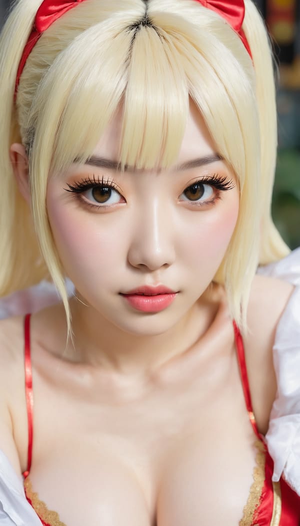 Tags: 21872187, SDXL
{"3": {"inputs": {"seed": 473345591838092, "steps": 64, "cfg": 6.87, "sampler_name": "dpmpp_2m", "scheduler": "karras", "denoise": 1.0, "model": ["27", 0], "positive": ["6", 0], "negative": ["7", 0], "latent_image": ["5", 0]}, "class_type": "KSampler"}, "4": {"inputs": {"ckpt_name": "juggernautxl.safetensors"}, "class_type": "CheckpointLoaderSimple"}, "5": {"inputs": {"width": 768, "height": 1344, "batch_size": 1}, "class_type": "EmptyLatentImage"}, "6": {"inputs": {"text": "27 year old girl, (chinese:1.10), (irish:1.07), (russian:1.11), (pale skin:0.96), (cute:1.06), (seductive pose:1.03), (idol:1.14), (seductive facial expression:1.12), (blush:1.07), (double eyelids:0.99), (eyelashes:1.13), (sexy lips:1.14), (slim:1.00), (detailed face:1.06), (beautiful eyes:1.03), (on all fours:1.03), (spreading ass cheeks:0.97), (from behind:1.01), (backboob:0.95), (in a cosplay:1.13) at comiket posing for camera, (soft lighting:1.06), (natural looking skin:1.04), (film:1.06), (candid cinema:1.09), (textured skin:1.03), (portra:1.03), (RAW:1.06), (skin fuzz:1.00), (detailed skin:1.04)", "clip": ["27", 1]}, "class_type": "CLIPTextEncode"}, "7": {"inputs": {"text": "(worst quality:1.08), (distorted:1.14), (watermark:1.11), (twisted:1.12), (open mouth:1.12), (low resolution:1.11), (bad hands:1.13)", "clip": ["27", 1]}, "class_type": "CLIPTextEncode"}, "8": {"inputs": {"samples": ["3", 0], "vae": ["4", 2]}, "class_type": "VAEDecode"}, "25": {"inputs": {"lora_name": "nudify_xl.safetensors", "strength_model": 0.2, "strength_clip": 0.21, "model": ["4", 0], "clip": ["4", 1]}, "class_type": "LoraLoader"}, "26": {"inputs": {"lora_name": "shirtlift_SDXL_v2.safetensors", "strength_model": 0.12, "strength_clip": 0.09, "model": ["25", 0], "clip": ["25", 1]}, "class_type": "LoraLoader"}, "27": {"inputs": {"lora_name": "PerfectEyesXL.safetensors", "strength_model": 0.19, "strength_clip": 0.0, "model": ["26", 0], "clip": ["26", 1]}, "class_type": "LoraLoader"}, "30": {"inputs": {"model_name": "4x_NMKD-Superscale-SP_178000_G.pth"}, "class_type": "UpscaleModelLoader"}, "31": {"inputs": {"upscale_model": ["30", 0], "image": ["8", 0]}, "class_type": "ImageUpscaleWithModel"}, "32": {"inputs": {"upscale_method": "lanczos", "scale_by": 0.5, "image": ["31", 0]}, "class_type": "ImageScaleBy"}, "33": {"inputs": {"pixels": ["32", 0], "vae": ["4", 2]}, "class_type": "VAEEncode"}, "34": {"inputs": {"seed": 473345591838092, "steps": 64, "cfg": 6.87, "sampler_name": "dpmpp_2m", "scheduler": "karras", "denoise": 0.3, "model": ["27", 0], "positive": ["6", 0], "negative": ["7", 0], "latent_image": ["33", 0]}, "class_type": "KSampler"}, "36": {"inputs": {"samples": ["34", 0], "vae": ["4", 2]}, "class_type": "VAEDecode"}, "39": {"inputs": {"filename_prefix": "comfyapi-1713795264454", "images": ["36", 0]}, "class_type": "SaveImage"}}