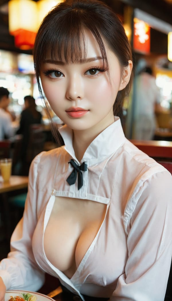 Tags: 21872187, SDXL
{"3": {"inputs": {"seed": 377028482992232, "steps": 64, "cfg": 7.43, "sampler_name": "dpmpp_2m", "scheduler": "karras", "denoise": 1.0, "model": ["27", 0], "positive": ["6", 0], "negative": ["7", 0], "latent_image": ["5", 0]}, "class_type": "KSampler"}, "4": {"inputs": {"ckpt_name": "juggernautxl.safetensors"}, "class_type": "CheckpointLoaderSimple"}, "5": {"inputs": {"width": 768, "height": 1344, "batch_size": 1}, "class_type": "EmptyLatentImage"}, "6": {"inputs": {"text": "23 year old girl, (russian:1.11), (japanese:0.96), (sexy lips:1.01), (slim:1.11), (temptress:1.07), (eyelashes:1.10), (idol:1.00), (double eyelids:1.08), (pale skin:1.13), (detailed face:1.10), (cute:1.04), (blush:0.99), (seductive facial expression:0.96), (beautiful eyes:1.06), (seductive pose:1.10), (in a seductive pose:1.01), (large perky breasts:0.95), (cleavage:1.14), (thigh gap:1.14), (a waitress in uniform:1.00) working at a restaurant, (RAW:1.03), (portra:1.09), (textured skin:1.05), (film:1.03), (detailed skin:1.07), (natural looking skin:1.01), (skin fuzz:1.05), (candid cinema:1.05), (soft lighting:1.09)", "clip": ["27", 1]}, "class_type": "CLIPTextEncode"}, "7": {"inputs": {"text": "(watermark:1.06), (open mouth:1.07), (twisted:1.09), (distorted:1.12), (low resolution:1.08), (bad hands:1.13), (worst quality:1.11)", "clip": ["27", 1]}, "class_type": "CLIPTextEncode"}, "8": {"inputs": {"samples": ["3", 0], "vae": ["4", 2]}, "class_type": "VAEDecode"}, "25": {"inputs": {"lora_name": "nudify_xl.safetensors", "strength_model": 0.26, "strength_clip": 0.22, "model": ["4", 0], "clip": ["4", 1]}, "class_type": "LoraLoader"}, "26": {"inputs": {"lora_name": "shirtlift_SDXL_v2.safetensors", "strength_model": 0.01, "strength_clip": 0.02, "model": ["25", 0], "clip": ["25", 1]}, "class_type": "LoraLoader"}, "27": {"inputs": {"lora_name": "PerfectEyesXL.safetensors", "strength_model": 0.07, "strength_clip": 0.12, "model": ["26", 0], "clip": ["26", 1]}, "class_type": "LoraLoader"}, "30": {"inputs": {"model_name": "4x_NMKD-Superscale-SP_178000_G.pth"}, "class_type": "UpscaleModelLoader"}, "31": {"inputs": {"upscale_model": ["30", 0], "image": ["8", 0]}, "class_type": "ImageUpscaleWithModel"}, "32": {"inputs": {"upscale_method": "lanczos", "scale_by": 0.5, "image": ["31", 0]}, "class_type": "ImageScaleBy"}, "33": {"inputs": {"pixels": ["32", 0], "vae": ["4", 2]}, "class_type": "VAEEncode"}, "34": {"inputs": {"seed": 377028482992232, "steps": 64, "cfg": 7.43, "sampler_name": "dpmpp_2m", "scheduler": "karras", "denoise": 0.3, "model": ["27", 0], "positive": ["6", 0], "negative": ["7", 0], "latent_image": ["33", 0]}, "class_type": "KSampler"}, "36": {"inputs": {"samples": ["34", 0], "vae": ["4", 2]}, "class_type": "VAEDecode"}, "39": {"inputs": {"filename_prefix": "comfyapi-1732116184961", "images": ["36", 0]}, "class_type": "SaveImage"}}