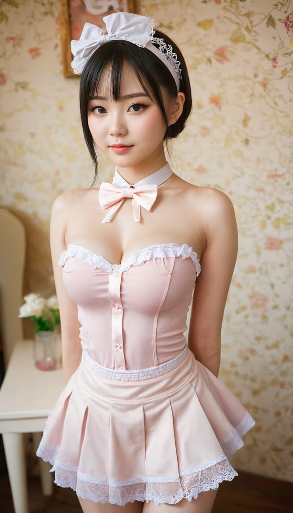 Tags: 21872187, SDXL
{"3": {"inputs": {"seed": 862874516798842, "steps": 32, "cfg": 6.61, "sampler_name": "dpmpp_2m", "scheduler": "karras", "denoise": 1.0, "model": ["27", 0], "positive": ["6", 0], "negative": ["7", 0], "latent_image": ["5", 0]}, "class_type": "KSampler"}, "4": {"inputs": {"ckpt_name": "juggernautxl.safetensors"}, "class_type": "CheckpointLoaderSimple"}, "5": {"inputs": {"width": 768, "height": 1344, "batch_size": 1}, "class_type": "EmptyLatentImage"}, "6": {"inputs": {"text": "26 year old girl, (russian:0.97), (chinese:1.08), (detailed face:0.98), (temptress:1.08), (cute:0.96), (double eyelids:1.07), (idol:1.09), (pale skin:0.96), (eyelashes:1.08), (slim:1.03), (sexy lips:1.06), (seductive facial expression:1.03), (beautiful eyes:1.10), (blush:1.07), (seductive pose:0.96), (perky ass:1.07), (exposed ass:0.95), (looking back:1.10), (sexy ass:1.01), (thigh gap:1.13), in a (skimpy maid costume:1.11) working at a maid cafe, choker, bowtie, headband, pleated skirt, (textured skin:1.05), (natural looking skin:1.04), (detailed skin:1.01), (soft lighting:1.02), (candid cinema:1.06), (RAW:1.00), (film:1.02), (portra:1.01), (skin fuzz:1.02)", "clip": ["27", 1]}, "class_type": "CLIPTextEncode"}, "7": {"inputs": {"text": "(twisted:1.12), (distorted:1.13), (worst quality:1.10), (low resolution:1.08), (bad hands:1.12), (open mouth:1.14), (watermark:1.05)", "clip": ["27", 1]}, "class_type": "CLIPTextEncode"}, "8": {"inputs": {"samples": ["3", 0], "vae": ["4", 2]}, "class_type": "VAEDecode"}, "25": {"inputs": {"lora_name": "nudify_xl.safetensors", "strength_model": 0.18, "strength_clip": 0.1, "model": ["4", 0], "clip": ["4", 1]}, "class_type": "LoraLoader"}, "26": {"inputs": {"lora_name": "shirtlift_SDXL_v2.safetensors", "strength_model": 0.16, "strength_clip": 0.16, "model": ["25", 0], "clip": ["25", 1]}, "class_type": "LoraLoader"}, "27": {"inputs": {"lora_name": "PerfectEyesXL.safetensors", "strength_model": 0.11, "strength_clip": 0.17, "model": ["26", 0], "clip": ["26", 1]}, "class_type": "LoraLoader"}, "30": {"inputs": {"model_name": "4x_NMKD-Superscale-SP_178000_G.pth"}, "class_type": "UpscaleModelLoader"}, "31": {"inputs": {"upscale_model": ["30", 0], "image": ["8", 0]}, "class_type": "ImageUpscaleWithModel"}, "32": {"inputs": {"upscale_method": "lanczos", "scale_by": 0.5, "image": ["31", 0]}, "class_type": "ImageScaleBy"}, "33": {"inputs": {"pixels": ["32", 0], "vae": ["4", 2]}, "class_type": "VAEEncode"}, "34": {"inputs": {"seed": 862874516798842, "steps": 32, "cfg": 6.61, "sampler_name": "dpmpp_2m", "scheduler": "karras", "denoise": 0.3, "model": ["27", 0], "positive": ["6", 0], "negative": ["7", 0], "latent_image": ["33", 0]}, "class_type": "KSampler"}, "36": {"inputs": {"samples": ["34", 0], "vae": ["4", 2]}, "class_type": "VAEDecode"}, "39": {"inputs": {"filename_prefix": "comfyapi-1714925511890", "images": ["36", 0]}, "class_type": "SaveImage"}}