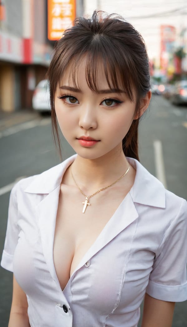 Tags: 21872187, SDXL
{"3": {"inputs": {"seed": 385833695645771, "steps": 32, "cfg": 7.13, "sampler_name": "dpmpp_2m", "scheduler": "karras", "denoise": 1.0, "model": ["27", 0], "positive": ["6", 0], "negative": ["7", 0], "latent_image": ["5", 0]}, "class_type": "KSampler"}, "4": {"inputs": {"ckpt_name": "juggernautxl.safetensors"}, "class_type": "CheckpointLoaderSimple"}, "5": {"inputs": {"width": 768, "height": 1344, "batch_size": 1}, "class_type": "EmptyLatentImage"}, "6": {"inputs": {"text": "28 year old girl, (russian:1.02), (japanese:1.08), (temptress:0.96), (sexy lips:1.01), (slim:0.95), (seductive facial expression:1.12), (seductive pose:1.13), (detailed face:0.96), (eyelashes:1.00), (beautiful eyes:1.14), (double eyelids:1.02), (cute:1.11), (idol:1.10), (blush:1.06), (pale skin:1.13), (in a seductive pose:1.13), (large perky breasts:1.11), (cleavage:0.96), (thigh gap:1.05), (school uniform:1.10), choker, busy street, (textured skin:1.01), (natural looking skin:1.06), (portra:1.06), (skin fuzz:1.09), (soft lighting:1.09), (detailed skin:1.00), (candid cinema:1.00), (RAW:1.06), (film:1.07)", "clip": ["27", 1]}, "class_type": "CLIPTextEncode"}, "7": {"inputs": {"text": "(low resolution:1.09), (bad hands:1.13), (worst quality:1.14), (distorted:1.13), (open mouth:1.05), (twisted:1.12), (watermark:1.14)", "clip": ["27", 1]}, "class_type": "CLIPTextEncode"}, "8": {"inputs": {"samples": ["3", 0], "vae": ["4", 2]}, "class_type": "VAEDecode"}, "25": {"inputs": {"lora_name": "nudify_xl.safetensors", "strength_model": 0.36, "strength_clip": 0.24, "model": ["4", 0], "clip": ["4", 1]}, "class_type": "LoraLoader"}, "26": {"inputs": {"lora_name": "shirtlift_SDXL_v2.safetensors", "strength_model": 0.02, "strength_clip": 0.04, "model": ["25", 0], "clip": ["25", 1]}, "class_type": "LoraLoader"}, "27": {"inputs": {"lora_name": "PerfectEyesXL.safetensors", "strength_model": 0.09, "strength_clip": 0.04, "model": ["26", 0], "clip": ["26", 1]}, "class_type": "LoraLoader"}, "30": {"inputs": {"model_name": "4x_NMKD-Superscale-SP_178000_G.pth"}, "class_type": "UpscaleModelLoader"}, "31": {"inputs": {"upscale_model": ["30", 0], "image": ["8", 0]}, "class_type": "ImageUpscaleWithModel"}, "32": {"inputs": {"upscale_method": "lanczos", "scale_by": 0.5, "image": ["31", 0]}, "class_type": "ImageScaleBy"}, "33": {"inputs": {"pixels": ["32", 0], "vae": ["4", 2]}, "class_type": "VAEEncode"}, "34": {"inputs": {"seed": 385833695645771, "steps": 32, "cfg": 7.13, "sampler_name": "dpmpp_2m", "scheduler": "karras", "denoise": 0.3, "model": ["27", 0], "positive": ["6", 0], "negative": ["7", 0], "latent_image": ["33", 0]}, "class_type": "KSampler"}, "36": {"inputs": {"samples": ["34", 0], "vae": ["4", 2]}, "class_type": "VAEDecode"}, "39": {"inputs": {"filename_prefix": "comfyapi-1726643674276", "images": ["36", 0]}, "class_type": "SaveImage"}}