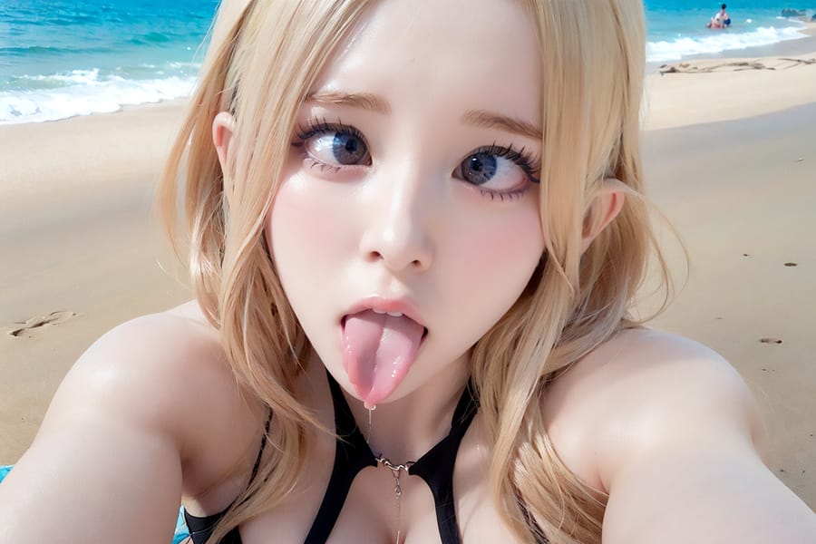 Tags: 21872187
<lora:JapaneseDollLikeness_v15:0.54>, (russian:1.03), beach, (bikini:1.11), <lora:ahegao-x-v4:0.93>, ahegao face, pleasure, extremely detailed eyes, extremely detailed face, cute, (photorealistic:1.13), sexy lips, seductive smile, double eyelids, eyelashes, pale skin, perky breasts, full body portrait, textured skin, sharp, (thigh gap:1.14), (dramatic:0.90)
Negative prompt: sketches, anime, (worst quality:2.07)
Steps: 64, Sampler: DPM++ 2M Karras, CFG scale: 7.21, Seed: 1893388654, Size: 768x512, Model hash: fc2511737a, Model: chilloutmix_NiPrunedFp32Fix, Seed resize from: -1x-1, Denoising strength: 0.4, Version: v1.2.1, Hires upscale: 2.0, Hires steps: 16, Hires upscaler: ESRGAN_4x