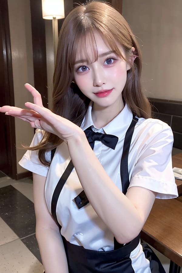Tags: 21872187
<lora:mix4:0.64>, <lora:JapaneseDollLikeness_v15:0.79>, <lora:YaeMiko_Test:0.49>, (waitress wearing uniform:1.18), restaurant, (seductive pose:0.95), extremely detailed eyes, extremely detailed face, cute, sexy lips, seductive smile, double eyelids, eyelashes, pale skin, full body portrait, 4K, best quality, tall, (long slim legs:1.18), blush, delicate and beautiful girl, 1girl, solo, (stunningly attractive:1.10), (dramatic:1.17)
Negative prompt: sketches, black and white, ugly, (low quality:2.04), (worst quality:2.01)
Steps: 32, Sampler: DPM++ 2M Karras, CFG scale: 6.69, Seed: 3509815994, Size: 512x768, Model hash: fc2511737a, Model: chilloutmix_NiPrunedFp32Fix, Seed resize from: -1x-1, Denoising strength: 0.35, Version: v1.2.1, Hires upscale: 2.0, Hires steps: 16, Hires upscaler: ESRGAN_4x