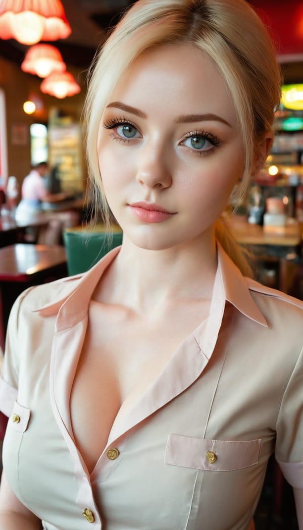 Tags: 21872187, SDXL
{"3": {"inputs": {"seed": 229541140050208, "steps": 64, "cfg": 6.54, "sampler_name": "dpmpp_2m", "scheduler": "karras", "denoise": 1.0, "model": ["27", 0], "positive": ["6", 0], "negative": ["7", 0], "latent_image": ["5", 0]}, "class_type": "KSampler"}, "4": {"inputs": {"ckpt_name": "juggernautxl.safetensors"}, "class_type": "CheckpointLoaderSimple"}, "5": {"inputs": {"width": 768, "height": 1344, "batch_size": 1}, "class_type": "EmptyLatentImage"}, "6": {"inputs": {"text": "27 year old girl, (irish:0.98), (seductive facial expression:0.96), (double eyelids:1.13), (temptress:1.01), (eyelashes:1.08), (slim:1.06), (pale skin:1.11), (cute:0.95), (sexy lips:1.09), (blush:1.05), (seductive pose:1.07), (detailed face:1.02), (beautiful eyes:0.96), (in a seductive pose:1.06), (large perky breasts:1.10), (cleavage:1.08), (thigh gap:1.08), (a waitress in uniform:1.14) working at a restaurant, (natural looking skin:1.04), (RAW:1.01), (portra:1.00), (candid cinema:1.09), (soft lighting:1.06), (detailed skin:1.04), (film:1.08)", "clip": ["27", 1]}, "class_type": "CLIPTextEncode"}, "7": {"inputs": {"text": "(open mouth:1.07), (worst quality:1.11), (bad hands:1.08), (distorted:1.09), (watermark:1.10), (low resolution:1.05), (twisted:1.08)", "clip": ["27", 1]}, "class_type": "CLIPTextEncode"}, "8": {"inputs": {"samples": ["3", 0], "vae": ["4", 2]}, "class_type": "VAEDecode"}, "25": {"inputs": {"lora_name": "nudify_xl.safetensors", "strength_model": 0.1, "strength_clip": 0.18, "model": ["4", 0], "clip": ["4", 1]}, "class_type": "LoraLoader"}, "26": {"inputs": {"lora_name": "shirtlift_SDXL_v2.safetensors", "strength_model": 0.16, "strength_clip": 0.16, "model": ["25", 0], "clip": ["25", 1]}, "class_type": "LoraLoader"}, "27": {"inputs": {"lora_name": "PerfectEyesXL.safetensors", "strength_model": 0.03, "strength_clip": 0.13, "model": ["26", 0], "clip": ["26", 1]}, "class_type": "LoraLoader"}, "30": {"inputs": {"model_name": "4x_NMKD-Superscale-SP_178000_G.pth"}, "class_type": "UpscaleModelLoader"}, "31": {"inputs": {"upscale_model": ["30", 0], "image": ["8", 0]}, "class_type": "ImageUpscaleWithModel"}, "32": {"inputs": {"upscale_method": "lanczos", "scale_by": 0.5, "image": ["31", 0]}, "class_type": "ImageScaleBy"}, "33": {"inputs": {"pixels": ["32", 0], "vae": ["4", 2]}, "class_type": "VAEEncode"}, "34": {"inputs": {"seed": 229541140050208, "steps": 64, "cfg": 6.54, "sampler_name": "dpmpp_2m", "scheduler": "karras", "denoise": 0.3, "model": ["27", 0], "positive": ["6", 0], "negative": ["7", 0], "latent_image": ["33", 0]}, "class_type": "KSampler"}, "36": {"inputs": {"samples": ["34", 0], "vae": ["4", 2]}, "class_type": "VAEDecode"}, "39": {"inputs": {"filename_prefix": "comfyapi-1723620422764", "images": ["36", 0]}, "class_type": "SaveImage"}}