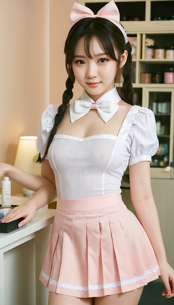 Tags: 21872187, SDXL
{"3": {"inputs": {"seed": 803393137045012, "steps": 32, "cfg": 6.88, "sampler_name": "dpmpp_2m", "scheduler": "karras", "denoise": 1.0, "model": ["27", 0], "positive": ["6", 0], "negative": ["7", 0], "latent_image": ["5", 0]}, "class_type": "KSampler"}, "4": {"inputs": {"ckpt_name": "juggernautXL_v8Rundiffusion.safetensors"}, "class_type": "CheckpointLoaderSimple"}, "5": {"inputs": {"width": 768, "height": 1344, "batch_size": 1}, "class_type": "EmptyLatentImage"}, "6": {"inputs": {"text": "18 year old girl, (korean:0.96), (seductive pose:0.99), (beautiful eyes:1.09), (seductive facial expression:1.12), (detailed face:0.96), (blush:1.10), (idol:1.14), (pale skin:1.11), (double eyelids:1.02), (temptress:1.14), (cute:1.12), (sexy lips:0.96), (slim:1.11), (perky ass:1.12), (exposed ass:1.07), (looking back:1.01), (sexy ass:1.09), (thigh gap:0.97), in a (skimpy maid costume:1.04) working at a maid cafe, choker, bowtie, headband, pleated skirt, (RAW:1.09), (detailed skin:1.08), (film:1.03), (natural looking skin:1.06), (textured skin:1.06), (soft lighting:1.06), (skin fuzz:1.01), (portra:1.03), (candid cinema:1.05)", "clip": ["27", 1]}, "class_type": "CLIPTextEncode"}, "7": {"inputs": {"text": "(twisted:1.05), (open mouth:1.10), (distorted:1.07), (bad hands:1.09), (watermark:1.08), (low resolution:1.08), (worst quality:1.09)", "clip": ["27", 1]}, "class_type": "CLIPTextEncode"}, "8": {"inputs": {"samples": ["3", 0], "vae": ["4", 2]}, "class_type": "VAEDecode"}, "25": {"inputs": {"lora_name": "nudify_xl.safetensors", "strength_model": 0.37, "strength_clip": 0.05, "model": ["4", 0], "clip": ["4", 1]}, "class_type": "LoraLoader"}, "26": {"inputs": {"lora_name": "shirtlift_SDXL_v2.safetensors", "strength_model": 0.15, "strength_clip": 0.11, "model": ["25", 0], "clip": ["25", 1]}, "class_type": "LoraLoader"}, "27": {"inputs": {"lora_name": "PerfectEyesXL.safetensors", "strength_model": 0.03, "strength_clip": 0.05, "model": ["26", 0], "clip": ["26", 1]}, "class_type": "LoraLoader"}, "30": {"inputs": {"model_name": "4x_NMKD-Superscale-SP_178000_G.pth"}, "class_type": "UpscaleModelLoader"}, "31": {"inputs": {"upscale_model": ["30", 0], "image": ["8", 0]}, "class_type": "ImageUpscaleWithModel"}, "32": {"inputs": {"upscale_method": "lanczos", "scale_by": 0.5, "image": ["31", 0]}, "class_type": "ImageScaleBy"}, "33": {"inputs": {"pixels": ["32", 0], "vae": ["4", 2]}, "class_type": "VAEEncode"}, "34": {"inputs": {"seed": 803393137045012, "steps": 32, "cfg": 6.88, "sampler_name": "dpmpp_2m", "scheduler": "karras", "denoise": 0.3, "model": ["27", 0], "positive": ["6", 0], "negative": ["7", 0], "latent_image": ["33", 0]}, "class_type": "KSampler"}, "36": {"inputs": {"samples": ["34", 0], "vae": ["4", 2]}, "class_type": "VAEDecode"}, "39": {"inputs": {"filename_prefix": "comfyapi-1708110405069", "images": ["36", 0]}, "class_type": "SaveImage"}}