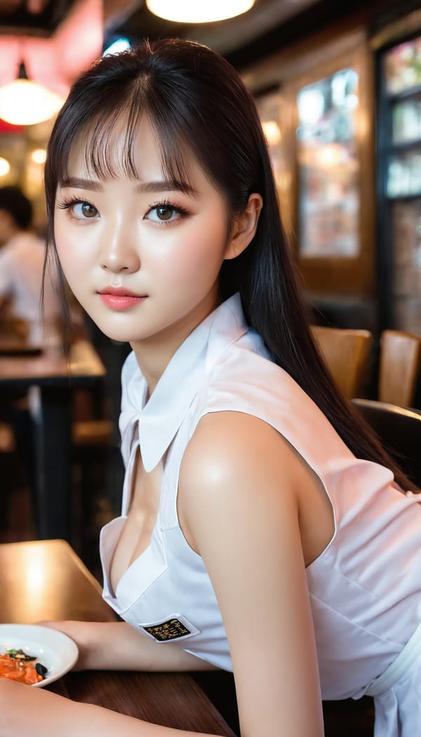 Tags: 21872187, SDXL
{"3": {"inputs": {"seed": 220797663660717, "steps": 64, "cfg": 7.61, "sampler_name": "dpmpp_2m", "scheduler": "karras", "denoise": 1.0, "model": ["27", 0], "positive": ["6", 0], "negative": ["7", 0], "latent_image": ["5", 0]}, "class_type": "KSampler"}, "4": {"inputs": {"ckpt_name": "juggernautxl.safetensors"}, "class_type": "CheckpointLoaderSimple"}, "5": {"inputs": {"width": 768, "height": 1344, "batch_size": 1}, "class_type": "EmptyLatentImage"}, "6": {"inputs": {"text": "18 year old girl, (ukrainian:1.02), (korean:0.95), (chinese:1.12), (temptress:0.97), (beautiful eyes:1.13), (idol:1.05), (blush:1.14), (seductive pose:0.96), (cute:1.00), (double eyelids:0.97), (eyelashes:1.13), (detailed face:1.13), (sexy lips:0.99), (slim:1.08), (seductive facial expression:1.04), (perky ass:1.01), (exposed ass:1.07), (looking back:1.01), (sexy ass:1.08), (thigh gap:1.06), (a waitress in uniform:1.03) working at a restaurant, (soft lighting:1.03), (RAW:1.04), (candid cinema:1.02), (film:1.06), (portra:1.08), (natural looking skin:1.01), (skin fuzz:1.06), (detailed skin:1.08), (textured skin:1.07)", "clip": ["27", 1]}, "class_type": "CLIPTextEncode"}, "7": {"inputs": {"text": "(low resolution:1.05), (bad hands:1.08), (distorted:1.05), (watermark:1.06), (open mouth:1.14), (worst quality:1.05), (twisted:1.12)", "clip": ["27", 1]}, "class_type": "CLIPTextEncode"}, "8": {"inputs": {"samples": ["3", 0], "vae": ["4", 2]}, "class_type": "VAEDecode"}, "25": {"inputs": {"lora_name": "nudify_xl.safetensors", "strength_model": 0.15, "strength_clip": 0.07, "model": ["4", 0], "clip": ["4", 1]}, "class_type": "LoraLoader"}, "26": {"inputs": {"lora_name": "shirtlift_SDXL_v2.safetensors", "strength_model": 0.08, "strength_clip": 0.0, "model": ["25", 0], "clip": ["25", 1]}, "class_type": "LoraLoader"}, "27": {"inputs": {"lora_name": "PerfectEyesXL.safetensors", "strength_model": 0.01, "strength_clip": 0.08, "model": ["26", 0], "clip": ["26", 1]}, "class_type": "LoraLoader"}, "30": {"inputs": {"model_name": "4x_NMKD-Superscale-SP_178000_G.pth"}, "class_type": "UpscaleModelLoader"}, "31": {"inputs": {"upscale_model": ["30", 0], "image": ["8", 0]}, "class_type": "ImageUpscaleWithModel"}, "32": {"inputs": {"upscale_method": "lanczos", "scale_by": 0.5, "image": ["31", 0]}, "class_type": "ImageScaleBy"}, "33": {"inputs": {"pixels": ["32", 0], "vae": ["4", 2]}, "class_type": "VAEEncode"}, "34": {"inputs": {"seed": 220797663660717, "steps": 64, "cfg": 7.61, "sampler_name": "dpmpp_2m", "scheduler": "karras", "denoise": 0.3, "model": ["27", 0], "positive": ["6", 0], "negative": ["7", 0], "latent_image": ["33", 0]}, "class_type": "KSampler"}, "36": {"inputs": {"samples": ["34", 0], "vae": ["4", 2]}, "class_type": "VAEDecode"}, "39": {"inputs": {"filename_prefix": "comfyapi-1714061847497", "images": ["36", 0]}, "class_type": "SaveImage"}}