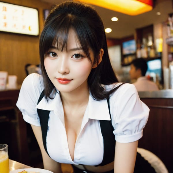 Tags: 21872187, SDXL
{"3": {"inputs": {"seed": 946197619450161, "steps": 32, "cfg": 5.9, "sampler_name": "dpmpp_2m", "scheduler": "karras", "denoise": 1.0, "model": ["27", 0], "positive": ["6", 0], "negative": ["7", 0], "latent_image": ["5", 0]}, "class_type": "KSampler"}, "4": {"inputs": {"ckpt_name": "helloworldxl.safetensors"}, "class_type": "CheckpointLoaderSimple"}, "5": {"inputs": {"width": 1024, "height": 1024, "batch_size": 1}, "class_type": "EmptyLatentImage"}, "6": {"inputs": {"text": "19 year old girl, (taiwanese:1.07), (cute:0.99), (double eyelids:1.00), (eyelashes:0.96), (beautiful eyes:0.99), (seductive facial expression:1.04), (slim:1.11), (blush:1.02), (detailed face:1.03), (temptress:1.13), (idol:1.02), (pale skin:0.98), (sexy lips:1.03), (in a seductive pose:0.97), (large perky breasts:1.03), (cleavage:0.95), (thigh gap:0.96), (a waitress in uniform:1.09) working at a restaurant, (film:1.00), (soft lighting:1.00), (natural looking skin:1.09), (textured skin:1.06), (candid cinema:1.01), (detailed skin:1.08), (portra:1.02), (skin fuzz:1.03), (RAW:1.03)", "clip": ["27", 1]}, "class_type": "CLIPTextEncode"}, "7": {"inputs": {"text": "(low resolution:1.12), (distorted:1.12), (worst quality:1.14), (watermark:1.13), (open mouth:1.06), (bad hands:1.06), (twisted:1.09)", "clip": ["27", 1]}, "class_type": "CLIPTextEncode"}, "8": {"inputs": {"samples": ["3", 0], "vae": ["4", 2]}, "class_type": "VAEDecode"}, "25": {"inputs": {"lora_name": "nudify_xl.safetensors", "strength_model": 0.13, "strength_clip": 0.17, "model": ["4", 0], "clip": ["4", 1]}, "class_type": "LoraLoader"}, "26": {"inputs": {"lora_name": "shirtlift_SDXL_v2.safetensors", "strength_model": 0.06, "strength_clip": 0.18, "model": ["25", 0], "clip": ["25", 1]}, "class_type": "LoraLoader"}, "27": {"inputs": {"lora_name": "PerfectEyesXL.safetensors", "strength_model": 0.07, "strength_clip": 0.07, "model": ["26", 0], "clip": ["26", 1]}, "class_type": "LoraLoader"}, "30": {"inputs": {"model_name": "4x_NMKD-Superscale-SP_178000_G.pth"}, "class_type": "UpscaleModelLoader"}, "31": {"inputs": {"upscale_model": ["30", 0], "image": ["8", 0]}, "class_type": "ImageUpscaleWithModel"}, "32": {"inputs": {"upscale_method": "lanczos", "scale_by": 0.5, "image": ["31", 0]}, "class_type": "ImageScaleBy"}, "33": {"inputs": {"pixels": ["32", 0], "vae": ["4", 2]}, "class_type": "VAEEncode"}, "34": {"inputs": {"seed": 946197619450161, "steps": 32, "cfg": 5.9, "sampler_name": "dpmpp_2m", "scheduler": "karras", "denoise": 0.3, "model": ["27", 0], "positive": ["6", 0], "negative": ["7", 0], "latent_image": ["33", 0]}, "class_type": "KSampler"}, "36": {"inputs": {"samples": ["34", 0], "vae": ["4", 2]}, "class_type": "VAEDecode"}, "39": {"inputs": {"filename_prefix": "comfyapi-1723834638437", "images": ["36", 0]}, "class_type": "SaveImage"}}