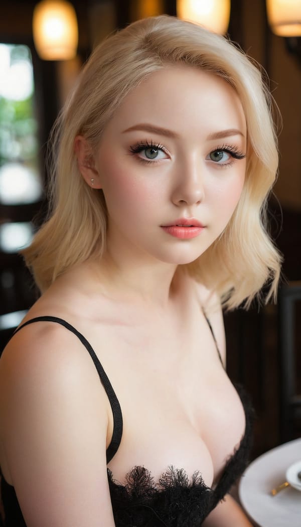 Tags: 21872187, SDXL
{"3": {"inputs": {"seed": 698502492146541, "steps": 32, "cfg": 5.13, "sampler_name": "dpmpp_2m", "scheduler": "karras", "denoise": 1.0, "model": ["27", 0], "positive": ["6", 0], "negative": ["7", 0], "latent_image": ["5", 0]}, "class_type": "KSampler"}, "4": {"inputs": {"ckpt_name": "juggernautxl.safetensors"}, "class_type": "CheckpointLoaderSimple"}, "5": {"inputs": {"width": 768, "height": 1344, "batch_size": 1}, "class_type": "EmptyLatentImage"}, "6": {"inputs": {"text": "21 year old girl, (detailed face:0.98), (beautiful eyes:0.98), (sexy lips:1.13), (temptress:1.12), (pale skin:1.06), (seductive facial expression:0.96), (double eyelids:1.01), (blush:1.08), (idol:1.14), (eyelashes:1.14), (cute:1.09), (seductive pose:0.97), (slim:0.99), (in a seductive pose:1.11), (large perky breasts:1.12), (cleavage:1.00), (thigh gap:1.05), (wearing a little black dress:1.12) at a fine dining restaurant, (film:1.01), (soft lighting:1.08), (skin fuzz:1.07), (portra:1.04), (detailed skin:1.03), (candid cinema:1.01), (natural looking skin:1.00), (textured skin:1.01), (RAW:1.03)", "clip": ["27", 1]}, "class_type": "CLIPTextEncode"}, "7": {"inputs": {"text": "(distorted:1.13), (watermark:1.05), (worst quality:1.14), (twisted:1.07), (open mouth:1.12), (bad hands:1.13), (low resolution:1.12)", "clip": ["27", 1]}, "class_type": "CLIPTextEncode"}, "8": {"inputs": {"samples": ["3", 0], "vae": ["4", 2]}, "class_type": "VAEDecode"}, "25": {"inputs": {"lora_name": "nudify_xl.safetensors", "strength_model": 0.13, "strength_clip": 0.25, "model": ["4", 0], "clip": ["4", 1]}, "class_type": "LoraLoader"}, "26": {"inputs": {"lora_name": "shirtlift_SDXL_v2.safetensors", "strength_model": 0.13, "strength_clip": 0.1, "model": ["25", 0], "clip": ["25", 1]}, "class_type": "LoraLoader"}, "27": {"inputs": {"lora_name": "PerfectEyesXL.safetensors", "strength_model": 0.1, "strength_clip": 0.05, "model": ["26", 0], "clip": ["26", 1]}, "class_type": "LoraLoader"}, "30": {"inputs": {"model_name": "4x_NMKD-Superscale-SP_178000_G.pth"}, "class_type": "UpscaleModelLoader"}, "31": {"inputs": {"upscale_model": ["30", 0], "image": ["8", 0]}, "class_type": "ImageUpscaleWithModel"}, "32": {"inputs": {"upscale_method": "lanczos", "scale_by": 0.5, "image": ["31", 0]}, "class_type": "ImageScaleBy"}, "33": {"inputs": {"pixels": ["32", 0], "vae": ["4", 2]}, "class_type": "VAEEncode"}, "34": {"inputs": {"seed": 698502492146541, "steps": 32, "cfg": 5.13, "sampler_name": "dpmpp_2m", "scheduler": "karras", "denoise": 0.3, "model": ["27", 0], "positive": ["6", 0], "negative": ["7", 0], "latent_image": ["33", 0]}, "class_type": "KSampler"}, "36": {"inputs": {"samples": ["34", 0], "vae": ["4", 2]}, "class_type": "VAEDecode"}, "39": {"inputs": {"filename_prefix": "comfyapi-1728257071133", "images": ["36", 0]}, "class_type": "SaveImage"}}