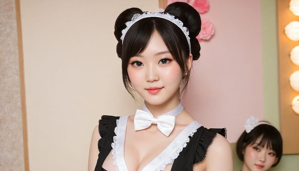 Tags: 21872187, SDXL
{"3": {"inputs": {"seed": 590531258183644, "steps": 64, "cfg": 7.04, "sampler_name": "dpmpp_2m", "scheduler": "karras", "denoise": 1.0, "model": ["27", 0], "positive": ["6", 0], "negative": ["7", 0], "latent_image": ["5", 0]}, "class_type": "KSampler"}, "4": {"inputs": {"ckpt_name": "juggernautXL_v8Rundiffusion.safetensors"}, "class_type": "CheckpointLoaderSimple"}, "5": {"inputs": {"width": 1344, "height": 768, "batch_size": 1}, "class_type": "EmptyLatentImage"}, "6": {"inputs": {"text": "19 year old girl, (japanese:1.11), (chinese:1.05), (eyelashes:1.10), (cute:1.13), (pale skin:1.05), (sexy lips:0.97), (double eyelids:1.01), (detailed face:0.96), (blush:0.96), (beautiful eyes:1.02), (idol:1.05), (seductive pose:1.01), (temptress:1.09), (slim:0.98), (in a seductive pose:1.12), (large perky breasts:0.98), (cleavage:0.98), (thigh gap:0.95), in a (skimpy maid costume:0.98) working at a maid cafe, choker, bowtie, headband, pleated skirt, (skin fuzz:1.00), (detailed skin:1.01), (textured skin:1.09), (soft lighting:1.06), (film:1.03), (RAW:1.00), (natural looking skin:1.04), (portra:1.08), (candid cinema:1.08)", "clip": ["27", 1]}, "class_type": "CLIPTextEncode"}, "7": {"inputs": {"text": "(open mouth:1.08), (low resolution:1.14), (watermark:1.08), (bad hands:1.08), (distorted:1.11), (twisted:1.14), (worst quality:1.13)", "clip": ["27", 1]}, "class_type": "CLIPTextEncode"}, "8": {"inputs": {"samples": ["3", 0], "vae": ["4", 2]}, "class_type": "VAEDecode"}, "25": {"inputs": {"lora_name": "nudify_xl.safetensors", "strength_model": 0.02, "strength_clip": 0.11, "model": ["4", 0], "clip": ["4", 1]}, "class_type": "LoraLoader"}, "26": {"inputs": {"lora_name": "shirtlift_SDXL_v2.safetensors", "strength_model": 0.0, "strength_clip": 0.03, "model": ["25", 0], "clip": ["25", 1]}, "class_type": "LoraLoader"}, "27": {"inputs": {"lora_name": "PerfectEyesXL.safetensors", "strength_model": 0.16, "strength_clip": 0.1, "model": ["26", 0], "clip": ["26", 1]}, "class_type": "LoraLoader"}, "30": {"inputs": {"model_name": "4x_NMKD-Superscale-SP_178000_G.pth"}, "class_type": "UpscaleModelLoader"}, "31": {"inputs": {"upscale_model": ["30", 0], "image": ["8", 0]}, "class_type": "ImageUpscaleWithModel"}, "32": {"inputs": {"upscale_method": "lanczos", "scale_by": 0.5, "image": ["31", 0]}, "class_type": "ImageScaleBy"}, "33": {"inputs": {"pixels": ["32", 0], "vae": ["4", 2]}, "class_type": "VAEEncode"}, "34": {"inputs": {"seed": 590531258183644, "steps": 64, "cfg": 7.04, "sampler_name": "dpmpp_2m", "scheduler": "karras", "denoise": 0.3, "model": ["27", 0], "positive": ["6", 0], "negative": ["7", 0], "latent_image": ["33", 0]}, "class_type": "KSampler"}, "36": {"inputs": {"samples": ["34", 0], "vae": ["4", 2]}, "class_type": "VAEDecode"}, "39": {"inputs": {"filename_prefix": "comfyapi-1707343820608", "images": ["36", 0]}, "class_type": "SaveImage"}}