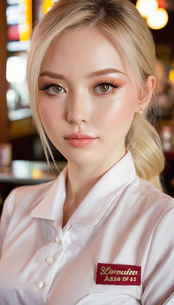 Tags: 21872187, SDXL
{"3": {"inputs": {"seed": 694845260832341, "steps": 32, "cfg": 6.28, "sampler_name": "dpmpp_2m", "scheduler": "karras", "denoise": 1.0, "model": ["27", 0], "positive": ["6", 0], "negative": ["7", 0], "latent_image": ["5", 0]}, "class_type": "KSampler"}, "4": {"inputs": {"ckpt_name": "juggernautxl.safetensors"}, "class_type": "CheckpointLoaderSimple"}, "5": {"inputs": {"width": 768, "height": 1344, "batch_size": 1}, "class_type": "EmptyLatentImage"}, "6": {"inputs": {"text": "26 year old girl, (seductive facial expression:1.06), (sexy lips:1.11), (eyelashes:1.05), (beautiful eyes:1.08), (cute:1.09), (blush:1.07), (idol:0.99), (seductive pose:1.00), (detailed face:1.02), (slim:1.09), (temptress:1.05), (double eyelids:1.02), (pale skin:1.13), (on all fours:1.02), (spreading ass cheeks:0.99), (from behind:1.02), (backboob:0.95), (a waitress in uniform:1.11) working at a restaurant, (textured skin:1.05), (candid cinema:1.02), (film:1.03), (natural looking skin:1.01), (detailed skin:1.09), (skin fuzz:1.02), (portra:1.07), (RAW:1.04), (soft lighting:1.09)", "clip": ["27", 1]}, "class_type": "CLIPTextEncode"}, "7": {"inputs": {"text": "(twisted:1.06), (watermark:1.07), (distorted:1.11), (worst quality:1.08), (low resolution:1.10), (bad hands:1.06), (open mouth:1.05)", "clip": ["27", 1]}, "class_type": "CLIPTextEncode"}, "8": {"inputs": {"samples": ["3", 0], "vae": ["4", 2]}, "class_type": "VAEDecode"}, "25": {"inputs": {"lora_name": "nudify_xl.safetensors", "strength_model": 0.29, "strength_clip": 0.09, "model": ["4", 0], "clip": ["4", 1]}, "class_type": "LoraLoader"}, "26": {"inputs": {"lora_name": "shirtlift_SDXL_v2.safetensors", "strength_model": 0.12, "strength_clip": 0.1, "model": ["25", 0], "clip": ["25", 1]}, "class_type": "LoraLoader"}, "27": {"inputs": {"lora_name": "PerfectEyesXL.safetensors", "strength_model": 0.06, "strength_clip": 0.1, "model": ["26", 0], "clip": ["26", 1]}, "class_type": "LoraLoader"}, "30": {"inputs": {"model_name": "4x_NMKD-Superscale-SP_178000_G.pth"}, "class_type": "UpscaleModelLoader"}, "31": {"inputs": {"upscale_model": ["30", 0], "image": ["8", 0]}, "class_type": "ImageUpscaleWithModel"}, "32": {"inputs": {"upscale_method": "lanczos", "scale_by": 0.5, "image": ["31", 0]}, "class_type": "ImageScaleBy"}, "33": {"inputs": {"pixels": ["32", 0], "vae": ["4", 2]}, "class_type": "VAEEncode"}, "34": {"inputs": {"seed": 694845260832341, "steps": 32, "cfg": 6.28, "sampler_name": "dpmpp_2m", "scheduler": "karras", "denoise": 0.3, "model": ["27", 0], "positive": ["6", 0], "negative": ["7", 0], "latent_image": ["33", 0]}, "class_type": "KSampler"}, "36": {"inputs": {"samples": ["34", 0], "vae": ["4", 2]}, "class_type": "VAEDecode"}, "39": {"inputs": {"filename_prefix": "comfyapi-1726284067192", "images": ["36", 0]}, "class_type": "SaveImage"}}