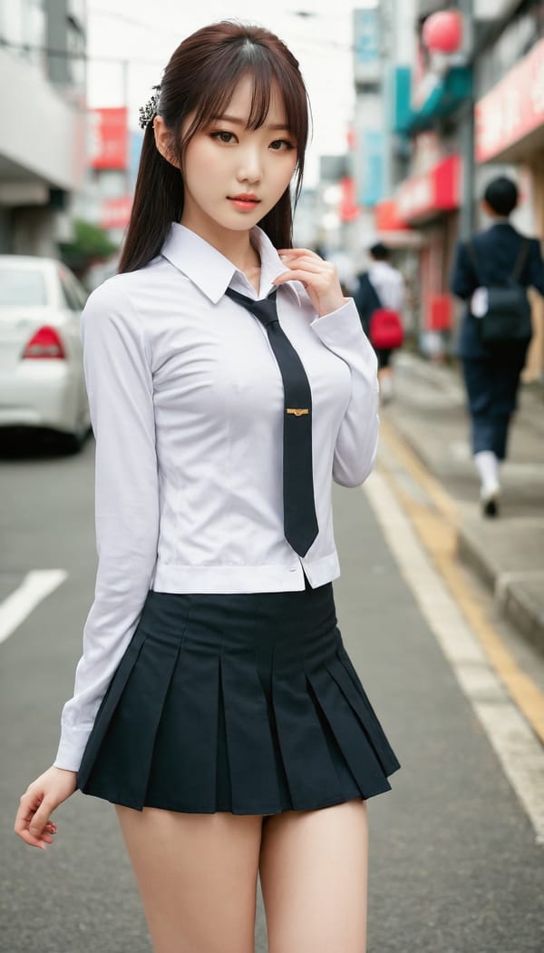 Tags: 21872187, SDXL
{"3": {"inputs": {"seed": 673563554663588, "steps": 32, "cfg": 6.59, "sampler_name": "dpmpp_2m", "scheduler": "karras", "denoise": 1.0, "model": ["27", 0], "positive": ["6", 0], "negative": ["7", 0], "latent_image": ["5", 0]}, "class_type": "KSampler"}, "4": {"inputs": {"ckpt_name": "juggernautxl.safetensors"}, "class_type": "CheckpointLoaderSimple"}, "5": {"inputs": {"width": 768, "height": 1344, "batch_size": 1}, "class_type": "EmptyLatentImage"}, "6": {"inputs": {"text": "25 year old girl, (korean:1.04), (japanese:1.12), (temptress:1.07), (seductive facial expression:1.04), (sexy lips:0.96), (eyelashes:0.96), (beautiful eyes:1.11), (idol:1.12), (double eyelids:1.01), (blush:1.03), (detailed face:1.03), (cute:1.05), (slim:0.99), (pale skin:1.13), (seductive pose:1.01), (perky ass:1.04), (exposed ass:1.06), (looking back:1.14), (sexy ass:1.12), (thigh gap:1.09), (school uniform:1.14), choker, busy street, (natural looking skin:1.05), (candid cinema:1.02), (textured skin:1.03), (detailed skin:1.04), (skin fuzz:1.06), (portra:1.03), (RAW:1.05), (film:1.06), (soft lighting:1.08)", "clip": ["27", 1]}, "class_type": "CLIPTextEncode"}, "7": {"inputs": {"text": "(watermark:1.09), (distorted:1.08), (worst quality:1.05), (low resolution:1.06), (bad hands:1.12), (twisted:1.13), (open mouth:1.06)", "clip": ["27", 1]}, "class_type": "CLIPTextEncode"}, "8": {"inputs": {"samples": ["3", 0], "vae": ["4", 2]}, "class_type": "VAEDecode"}, "25": {"inputs": {"lora_name": "nudify_xl.safetensors", "strength_model": 0.17, "strength_clip": 0.02, "model": ["4", 0], "clip": ["4", 1]}, "class_type": "LoraLoader"}, "26": {"inputs": {"lora_name": "shirtlift_SDXL_v2.safetensors", "strength_model": 0.07, "strength_clip": 0.19, "model": ["25", 0], "clip": ["25", 1]}, "class_type": "LoraLoader"}, "27": {"inputs": {"lora_name": "PerfectEyesXL.safetensors", "strength_model": 0.15, "strength_clip": 0.0, "model": ["26", 0], "clip": ["26", 1]}, "class_type": "LoraLoader"}, "30": {"inputs": {"model_name": "4x_NMKD-Superscale-SP_178000_G.pth"}, "class_type": "UpscaleModelLoader"}, "31": {"inputs": {"upscale_model": ["30", 0], "image": ["8", 0]}, "class_type": "ImageUpscaleWithModel"}, "32": {"inputs": {"upscale_method": "lanczos", "scale_by": 0.5, "image": ["31", 0]}, "class_type": "ImageScaleBy"}, "33": {"inputs": {"pixels": ["32", 0], "vae": ["4", 2]}, "class_type": "VAEEncode"}, "34": {"inputs": {"seed": 673563554663588, "steps": 32, "cfg": 6.59, "sampler_name": "dpmpp_2m", "scheduler": "karras", "denoise": 0.3, "model": ["27", 0], "positive": ["6", 0], "negative": ["7", 0], "latent_image": ["33", 0]}, "class_type": "KSampler"}, "36": {"inputs": {"samples": ["34", 0], "vae": ["4", 2]}, "class_type": "VAEDecode"}, "39": {"inputs": {"filename_prefix": "comfyapi-1734729430296", "images": ["36", 0]}, "class_type": "SaveImage"}}