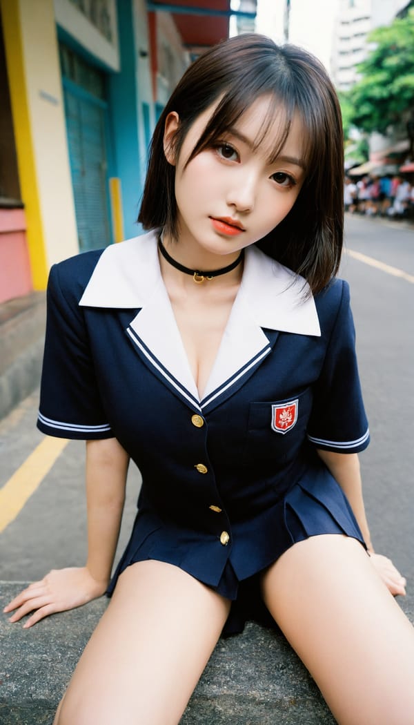 Tags: 21872187, SDXL
{"3": {"inputs": {"seed": 468097510700385, "steps": 64, "cfg": 6.32, "sampler_name": "dpmpp_2m", "scheduler": "karras", "denoise": 1.0, "model": ["27", 0], "positive": ["6", 0], "negative": ["7", 0], "latent_image": ["5", 0]}, "class_type": "KSampler"}, "4": {"inputs": {"ckpt_name": "helloworldxl.safetensors"}, "class_type": "CheckpointLoaderSimple"}, "5": {"inputs": {"width": 768, "height": 1344, "batch_size": 1}, "class_type": "EmptyLatentImage"}, "6": {"inputs": {"text": "22 year old girl, (taiwanese:1.11), (sexy lips:1.10), (blush:1.04), (temptress:1.03), (double eyelids:1.05), (detailed face:1.02), (seductive pose:1.12), (pale skin:1.00), (slim:0.96), (eyelashes:1.14), (seductive facial expression:0.96), (idol:1.02), (cute:0.95), (beautiful eyes:0.95), (in a seductive pose:1.04), (large perky breasts:1.02), (cleavage:1.03), (thigh gap:1.14), (school uniform:1.13), choker, busy street, (candid cinema:1.02), (textured skin:1.04), (skin fuzz:1.00), (portra:1.08), (natural looking skin:1.03), (soft lighting:1.07), (detailed skin:1.07), (RAW:1.08), (film:1.02)", "clip": ["27", 1]}, "class_type": "CLIPTextEncode"}, "7": {"inputs": {"text": "(distorted:1.11), (low resolution:1.11), (open mouth:1.05), (watermark:1.10), (worst quality:1.11), (bad hands:1.07), (twisted:1.09)", "clip": ["27", 1]}, "class_type": "CLIPTextEncode"}, "8": {"inputs": {"samples": ["3", 0], "vae": ["4", 2]}, "class_type": "VAEDecode"}, "25": {"inputs": {"lora_name": "nudify_xl.safetensors", "strength_model": 0.38, "strength_clip": 0.27, "model": ["4", 0], "clip": ["4", 1]}, "class_type": "LoraLoader"}, "26": {"inputs": {"lora_name": "shirtlift_SDXL_v2.safetensors", "strength_model": 0.17, "strength_clip": 0.19, "model": ["25", 0], "clip": ["25", 1]}, "class_type": "LoraLoader"}, "27": {"inputs": {"lora_name": "PerfectEyesXL.safetensors", "strength_model": 0.05, "strength_clip": 0.1, "model": ["26", 0], "clip": ["26", 1]}, "class_type": "LoraLoader"}, "30": {"inputs": {"model_name": "4x_NMKD-Superscale-SP_178000_G.pth"}, "class_type": "UpscaleModelLoader"}, "31": {"inputs": {"upscale_model": ["30", 0], "image": ["8", 0]}, "class_type": "ImageUpscaleWithModel"}, "32": {"inputs": {"upscale_method": "lanczos", "scale_by": 0.5, "image": ["31", 0]}, "class_type": "ImageScaleBy"}, "33": {"inputs": {"pixels": ["32", 0], "vae": ["4", 2]}, "class_type": "VAEEncode"}, "34": {"inputs": {"seed": 468097510700385, "steps": 64, "cfg": 6.32, "sampler_name": "dpmpp_2m", "scheduler": "karras", "denoise": 0.3, "model": ["27", 0], "positive": ["6", 0], "negative": ["7", 0], "latent_image": ["33", 0]}, "class_type": "KSampler"}, "36": {"inputs": {"samples": ["34", 0], "vae": ["4", 2]}, "class_type": "VAEDecode"}, "39": {"inputs": {"filename_prefix": "comfyapi-1716608576448", "images": ["36", 0]}, "class_type": "SaveImage"}}