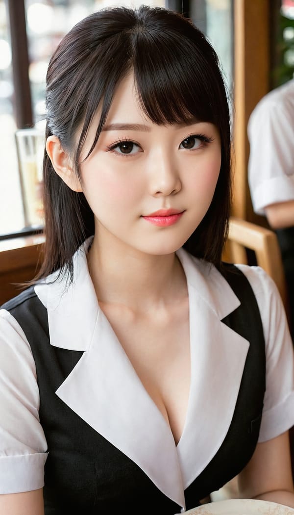 Tags: 21872187, SDXL
{"3": {"inputs": {"seed": 460204428155475, "steps": 32, "cfg": 6.82, "sampler_name": "dpmpp_2m", "scheduler": "karras", "denoise": 1.0, "model": ["27", 0], "positive": ["6", 0], "negative": ["7", 0], "latent_image": ["5", 0]}, "class_type": "KSampler"}, "4": {"inputs": {"ckpt_name": "juggernautXL_v8Rundiffusion.safetensors"}, "class_type": "CheckpointLoaderSimple"}, "5": {"inputs": {"width": 768, "height": 1344, "batch_size": 1}, "class_type": "EmptyLatentImage"}, "6": {"inputs": {"text": "25 year old girl, (japanese:1.09), (idol:1.06), (temptress:1.08), (blush:0.97), (pale skin:1.03), (seductive facial expression:0.95), (slim:1.00), (double eyelids:0.97), (sexy lips:1.10), (beautiful eyes:0.97), (cute:0.97), (detailed face:1.11), (eyelashes:1.14), (seductive pose:0.95), (in a seductive pose:1.09), (large perky breasts:1.03), (cleavage:0.96), (thigh gap:1.02), (a waitress in uniform:1.00) working at a restaurant, (film:1.05), (portra:1.04), (skin fuzz:1.00), (detailed skin:1.04), (textured skin:1.05), (RAW:1.00), (candid cinema:1.09), (natural looking skin:1.04), (soft lighting:1.04)", "clip": ["27", 1]}, "class_type": "CLIPTextEncode"}, "7": {"inputs": {"text": "(distorted:1.14), (twisted:1.09), (low resolution:1.05), (watermark:1.12), (open mouth:1.10), (bad hands:1.13), (worst quality:1.11)", "clip": ["27", 1]}, "class_type": "CLIPTextEncode"}, "8": {"inputs": {"samples": ["3", 0], "vae": ["4", 2]}, "class_type": "VAEDecode"}, "25": {"inputs": {"lora_name": "nudify_xl.safetensors", "strength_model": 0.26, "strength_clip": 0.02, "model": ["4", 0], "clip": ["4", 1]}, "class_type": "LoraLoader"}, "26": {"inputs": {"lora_name": "shirtlift_SDXL_v2.safetensors", "strength_model": 0.04, "strength_clip": 0.0, "model": ["25", 0], "clip": ["25", 1]}, "class_type": "LoraLoader"}, "27": {"inputs": {"lora_name": "PerfectEyesXL.safetensors", "strength_model": 0.08, "strength_clip": 0.15, "model": ["26", 0], "clip": ["26", 1]}, "class_type": "LoraLoader"}, "30": {"inputs": {"model_name": "4x_NMKD-Superscale-SP_178000_G.pth"}, "class_type": "UpscaleModelLoader"}, "31": {"inputs": {"upscale_model": ["30", 0], "image": ["8", 0]}, "class_type": "ImageUpscaleWithModel"}, "32": {"inputs": {"upscale_method": "lanczos", "scale_by": 0.5, "image": ["31", 0]}, "class_type": "ImageScaleBy"}, "33": {"inputs": {"pixels": ["32", 0], "vae": ["4", 2]}, "class_type": "VAEEncode"}, "34": {"inputs": {"seed": 460204428155475, "steps": 32, "cfg": 6.82, "sampler_name": "dpmpp_2m", "scheduler": "karras", "denoise": 0.3, "model": ["27", 0], "positive": ["6", 0], "negative": ["7", 0], "latent_image": ["33", 0]}, "class_type": "KSampler"}, "36": {"inputs": {"samples": ["34", 0], "vae": ["4", 2]}, "class_type": "VAEDecode"}, "39": {"inputs": {"filename_prefix": "comfyapi-1708215489430", "images": ["36", 0]}, "class_type": "SaveImage"}}