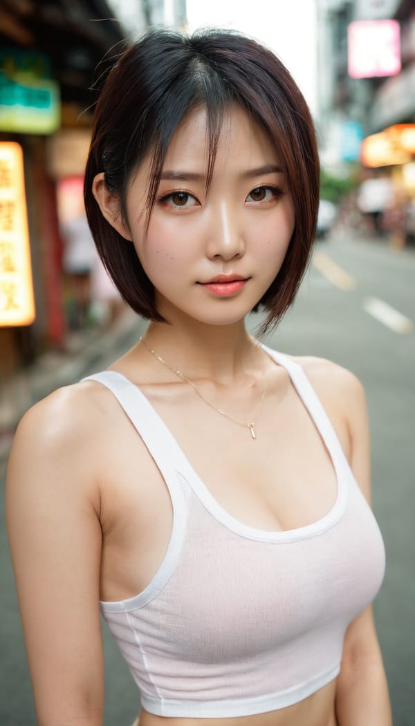 Tags: 21872187, SDXL
{"3": {"inputs": {"seed": 521047168404964, "steps": 32, "cfg": 7.32, "sampler_name": "dpmpp_2m", "scheduler": "karras", "denoise": 1.0, "model": ["27", 0], "positive": ["6", 0], "negative": ["7", 0], "latent_image": ["5", 0]}, "class_type": "KSampler"}, "4": {"inputs": {"ckpt_name": "juggernautxl.safetensors"}, "class_type": "CheckpointLoaderSimple"}, "5": {"inputs": {"width": 768, "height": 1344, "batch_size": 1}, "class_type": "EmptyLatentImage"}, "6": {"inputs": {"text": "28 year old girl, (taiwanese:0.96), (detailed face:1.11), (temptress:1.00), (blush:1.06), (pale skin:0.95), (seductive facial expression:0.95), (slim:1.06), (beautiful eyes:1.14), (idol:1.08), (seductive pose:1.11), (eyelashes:0.98), (double eyelids:1.02), (cute:1.09), (sexy lips:1.02), (in a seductive pose:0.95), (large perky breasts:1.00), (cleavage:1.10), (thigh gap:1.05), (white tanktop:1.08), busy street, (portra:1.09), (textured skin:1.00), (detailed skin:1.09), (natural looking skin:1.08), (skin fuzz:1.03), (soft lighting:1.06), (candid cinema:1.07), (film:1.04), (RAW:1.06)", "clip": ["27", 1]}, "class_type": "CLIPTextEncode"}, "7": {"inputs": {"text": "(watermark:1.07), (low resolution:1.12), (distorted:1.06), (open mouth:1.08), (twisted:1.09), (bad hands:1.06), (worst quality:1.07)", "clip": ["27", 1]}, "class_type": "CLIPTextEncode"}, "8": {"inputs": {"samples": ["3", 0], "vae": ["4", 2]}, "class_type": "VAEDecode"}, "25": {"inputs": {"lora_name": "nudify_xl.safetensors", "strength_model": 0.07, "strength_clip": 0.04, "model": ["4", 0], "clip": ["4", 1]}, "class_type": "LoraLoader"}, "26": {"inputs": {"lora_name": "shirtlift_SDXL_v2.safetensors", "strength_model": 0.15, "strength_clip": 0.18, "model": ["25", 0], "clip": ["25", 1]}, "class_type": "LoraLoader"}, "27": {"inputs": {"lora_name": "PerfectEyesXL.safetensors", "strength_model": 0.1, "strength_clip": 0.01, "model": ["26", 0], "clip": ["26", 1]}, "class_type": "LoraLoader"}, "30": {"inputs": {"model_name": "4x_NMKD-Superscale-SP_178000_G.pth"}, "class_type": "UpscaleModelLoader"}, "31": {"inputs": {"upscale_model": ["30", 0], "image": ["8", 0]}, "class_type": "ImageUpscaleWithModel"}, "32": {"inputs": {"upscale_method": "lanczos", "scale_by": 0.5, "image": ["31", 0]}, "class_type": "ImageScaleBy"}, "33": {"inputs": {"pixels": ["32", 0], "vae": ["4", 2]}, "class_type": "VAEEncode"}, "34": {"inputs": {"seed": 521047168404964, "steps": 32, "cfg": 7.32, "sampler_name": "dpmpp_2m", "scheduler": "karras", "denoise": 0.3, "model": ["27", 0], "positive": ["6", 0], "negative": ["7", 0], "latent_image": ["33", 0]}, "class_type": "KSampler"}, "36": {"inputs": {"samples": ["34", 0], "vae": ["4", 2]}, "class_type": "VAEDecode"}, "39": {"inputs": {"filename_prefix": "comfyapi-1728397177219", "images": ["36", 0]}, "class_type": "SaveImage"}}