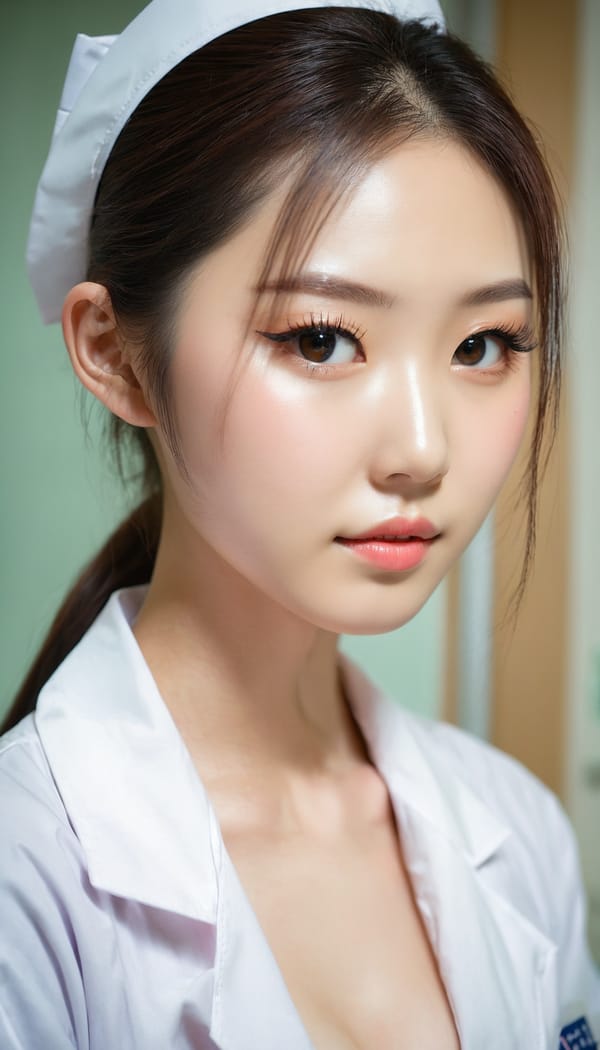 Tags: 21872187, SDXL
{"3": {"inputs": {"seed": 399334683931875, "steps": 64, "cfg": 6.52, "sampler_name": "dpmpp_2m", "scheduler": "karras", "denoise": 1.0, "model": ["27", 0], "positive": ["6", 0], "negative": ["7", 0], "latent_image": ["5", 0]}, "class_type": "KSampler"}, "4": {"inputs": {"ckpt_name": "juggernautxl.safetensors"}, "class_type": "CheckpointLoaderSimple"}, "5": {"inputs": {"width": 768, "height": 1344, "batch_size": 1}, "class_type": "EmptyLatentImage"}, "6": {"inputs": {"text": "19 year old girl, (taiwanese:1.11), (japanese:0.97), (eyelashes:1.08), (idol:1.12), (seductive pose:1.09), (sexy lips:0.95), (temptress:1.13), (blush:0.97), (detailed face:0.97), (double eyelids:1.05), (seductive facial expression:1.12), (pale skin:0.95), (beautiful eyes:0.95), (cute:1.08), (on all fours:1.01), (spreading ass cheeks:0.95), (from behind:1.08), (backboob:1.05), (nurse in uniform:0.99) working in a hospital ward, (skin fuzz:1.03), (RAW:1.09), (soft lighting:1.08), (candid cinema:1.06), (detailed skin:1.02), (textured skin:1.03), (portra:1.03), (film:1.08), (natural looking skin:1.06)", "clip": ["27", 1]}, "class_type": "CLIPTextEncode"}, "7": {"inputs": {"text": "(open mouth:1.07), (bad hands:1.08), (twisted:1.10), (distorted:1.09), (watermark:1.07), (worst quality:1.07), (low resolution:1.08)", "clip": ["27", 1]}, "class_type": "CLIPTextEncode"}, "8": {"inputs": {"samples": ["3", 0], "vae": ["4", 2]}, "class_type": "VAEDecode"}, "25": {"inputs": {"lora_name": "nudify_xl.safetensors", "strength_model": 0.15, "strength_clip": 0.32, "model": ["4", 0], "clip": ["4", 1]}, "class_type": "LoraLoader"}, "26": {"inputs": {"lora_name": "shirtlift_SDXL_v2.safetensors", "strength_model": 0.09, "strength_clip": 0.05, "model": ["25", 0], "clip": ["25", 1]}, "class_type": "LoraLoader"}, "27": {"inputs": {"lora_name": "PerfectEyesXL.safetensors", "strength_model": 0.19, "strength_clip": 0.15, "model": ["26", 0], "clip": ["26", 1]}, "class_type": "LoraLoader"}, "30": {"inputs": {"model_name": "4x_NMKD-Superscale-SP_178000_G.pth"}, "class_type": "UpscaleModelLoader"}, "31": {"inputs": {"upscale_model": ["30", 0], "image": ["8", 0]}, "class_type": "ImageUpscaleWithModel"}, "32": {"inputs": {"upscale_method": "lanczos", "scale_by": 0.5, "image": ["31", 0]}, "class_type": "ImageScaleBy"}, "33": {"inputs": {"pixels": ["32", 0], "vae": ["4", 2]}, "class_type": "VAEEncode"}, "34": {"inputs": {"seed": 399334683931875, "steps": 64, "cfg": 6.52, "sampler_name": "dpmpp_2m", "scheduler": "karras", "denoise": 0.3, "model": ["27", 0], "positive": ["6", 0], "negative": ["7", 0], "latent_image": ["33", 0]}, "class_type": "KSampler"}, "36": {"inputs": {"samples": ["34", 0], "vae": ["4", 2]}, "class_type": "VAEDecode"}, "39": {"inputs": {"filename_prefix": "comfyapi-1716254945257", "images": ["36", 0]}, "class_type": "SaveImage"}}