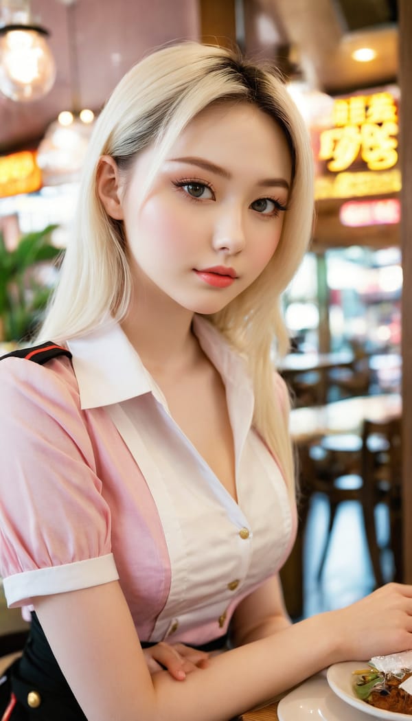 Tags: 21872187, SDXL
{"3": {"inputs": {"seed": 827826021340682, "steps": 32, "cfg": 6.83, "sampler_name": "dpmpp_2m", "scheduler": "karras", "denoise": 1.0, "model": ["27", 0], "positive": ["6", 0], "negative": ["7", 0], "latent_image": ["5", 0]}, "class_type": "KSampler"}, "4": {"inputs": {"ckpt_name": "juggernautxl.safetensors"}, "class_type": "CheckpointLoaderSimple"}, "5": {"inputs": {"width": 768, "height": 1344, "batch_size": 1}, "class_type": "EmptyLatentImage"}, "6": {"inputs": {"text": "24 year old girl, (sexy lips:1.08), (seductive facial expression:1.05), (eyelashes:0.95), (temptress:1.04), (beautiful eyes:1.13), (cute:1.00), (seductive pose:1.01), (pale skin:1.10), (blush:1.14), (double eyelids:0.98), (slim:1.00), (detailed face:1.14), (idol:1.03), (in a seductive pose:0.97), (large perky breasts:0.98), (cleavage:0.99), (thigh gap:1.10), (a waitress in uniform:1.05) working at a restaurant, (textured skin:1.00), (RAW:1.08), (film:1.09), (soft lighting:1.06), (candid cinema:1.09), (detailed skin:1.09), (portra:1.08), (skin fuzz:1.02), (natural looking skin:1.05)", "clip": ["27", 1]}, "class_type": "CLIPTextEncode"}, "7": {"inputs": {"text": "(distorted:1.05), (bad hands:1.06), (watermark:1.09), (open mouth:1.10), (worst quality:1.11), (twisted:1.08), (low resolution:1.11)", "clip": ["27", 1]}, "class_type": "CLIPTextEncode"}, "8": {"inputs": {"samples": ["3", 0], "vae": ["4", 2]}, "class_type": "VAEDecode"}, "25": {"inputs": {"lora_name": "nudify_xl.safetensors", "strength_model": 0.36, "strength_clip": 0.2, "model": ["4", 0], "clip": ["4", 1]}, "class_type": "LoraLoader"}, "26": {"inputs": {"lora_name": "shirtlift_SDXL_v2.safetensors", "strength_model": 0.0, "strength_clip": 0.13, "model": ["25", 0], "clip": ["25", 1]}, "class_type": "LoraLoader"}, "27": {"inputs": {"lora_name": "PerfectEyesXL.safetensors", "strength_model": 0.14, "strength_clip": 0.07, "model": ["26", 0], "clip": ["26", 1]}, "class_type": "LoraLoader"}, "30": {"inputs": {"model_name": "4x_NMKD-Superscale-SP_178000_G.pth"}, "class_type": "UpscaleModelLoader"}, "31": {"inputs": {"upscale_model": ["30", 0], "image": ["8", 0]}, "class_type": "ImageUpscaleWithModel"}, "32": {"inputs": {"upscale_method": "lanczos", "scale_by": 0.5, "image": ["31", 0]}, "class_type": "ImageScaleBy"}, "33": {"inputs": {"pixels": ["32", 0], "vae": ["4", 2]}, "class_type": "VAEEncode"}, "34": {"inputs": {"seed": 827826021340682, "steps": 32, "cfg": 6.83, "sampler_name": "dpmpp_2m", "scheduler": "karras", "denoise": 0.3, "model": ["27", 0], "positive": ["6", 0], "negative": ["7", 0], "latent_image": ["33", 0]}, "class_type": "KSampler"}, "36": {"inputs": {"samples": ["34", 0], "vae": ["4", 2]}, "class_type": "VAEDecode"}, "39": {"inputs": {"filename_prefix": "comfyapi-1716766112865", "images": ["36", 0]}, "class_type": "SaveImage"}}