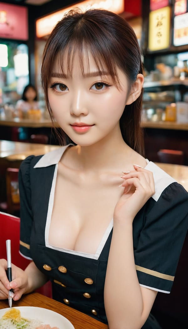 Tags: 21872187, SDXL
{"3": {"inputs": {"seed": 616669109168008, "steps": 32, "cfg": 6.25, "sampler_name": "dpmpp_2m", "scheduler": "karras", "denoise": 1.0, "model": ["27", 0], "positive": ["6", 0], "negative": ["7", 0], "latent_image": ["5", 0]}, "class_type": "KSampler"}, "4": {"inputs": {"ckpt_name": "juggernautxl.safetensors"}, "class_type": "CheckpointLoaderSimple"}, "5": {"inputs": {"width": 768, "height": 1344, "batch_size": 1}, "class_type": "EmptyLatentImage"}, "6": {"inputs": {"text": "20 year old girl, (taiwanese:0.96), (japanese:1.10), (detailed face:0.96), (double eyelids:0.99), (seductive facial expression:1.06), (pale skin:0.99), (slim:1.11), (beautiful eyes:0.98), (sexy lips:1.14), (blush:1.03), (cute:0.95), (eyelashes:1.06), (seductive pose:1.12), (temptress:1.11), (idol:1.06), (in a seductive pose:1.03), (large perky breasts:1.07), (cleavage:0.98), (thigh gap:1.02), (a waitress in uniform:0.98) working at a restaurant, (textured skin:1.07), (candid cinema:1.08), (film:1.07), (portra:1.02), (soft lighting:1.07), (natural looking skin:1.07), (skin fuzz:1.08), (RAW:1.07), (detailed skin:1.04)", "clip": ["27", 1]}, "class_type": "CLIPTextEncode"}, "7": {"inputs": {"text": "(low resolution:1.10), (distorted:1.11), (watermark:1.06), (bad hands:1.09), (worst quality:1.07), (open mouth:1.07), (twisted:1.10)", "clip": ["27", 1]}, "class_type": "CLIPTextEncode"}, "8": {"inputs": {"samples": ["3", 0], "vae": ["4", 2]}, "class_type": "VAEDecode"}, "25": {"inputs": {"lora_name": "nudify_xl.safetensors", "strength_model": 0.12, "strength_clip": 0.13, "model": ["4", 0], "clip": ["4", 1]}, "class_type": "LoraLoader"}, "26": {"inputs": {"lora_name": "shirtlift_SDXL_v2.safetensors", "strength_model": 0.09, "strength_clip": 0.15, "model": ["25", 0], "clip": ["25", 1]}, "class_type": "LoraLoader"}, "27": {"inputs": {"lora_name": "PerfectEyesXL.safetensors", "strength_model": 0.03, "strength_clip": 0.01, "model": ["26", 0], "clip": ["26", 1]}, "class_type": "LoraLoader"}, "30": {"inputs": {"model_name": "4x_NMKD-Superscale-SP_178000_G.pth"}, "class_type": "UpscaleModelLoader"}, "31": {"inputs": {"upscale_model": ["30", 0], "image": ["8", 0]}, "class_type": "ImageUpscaleWithModel"}, "32": {"inputs": {"upscale_method": "lanczos", "scale_by": 0.5, "image": ["31", 0]}, "class_type": "ImageScaleBy"}, "33": {"inputs": {"pixels": ["32", 0], "vae": ["4", 2]}, "class_type": "VAEEncode"}, "34": {"inputs": {"seed": 616669109168008, "steps": 32, "cfg": 6.25, "sampler_name": "dpmpp_2m", "scheduler": "karras", "denoise": 0.3, "model": ["27", 0], "positive": ["6", 0], "negative": ["7", 0], "latent_image": ["33", 0]}, "class_type": "KSampler"}, "36": {"inputs": {"samples": ["34", 0], "vae": ["4", 2]}, "class_type": "VAEDecode"}, "39": {"inputs": {"filename_prefix": "comfyapi-1717522002483", "images": ["36", 0]}, "class_type": "SaveImage"}}