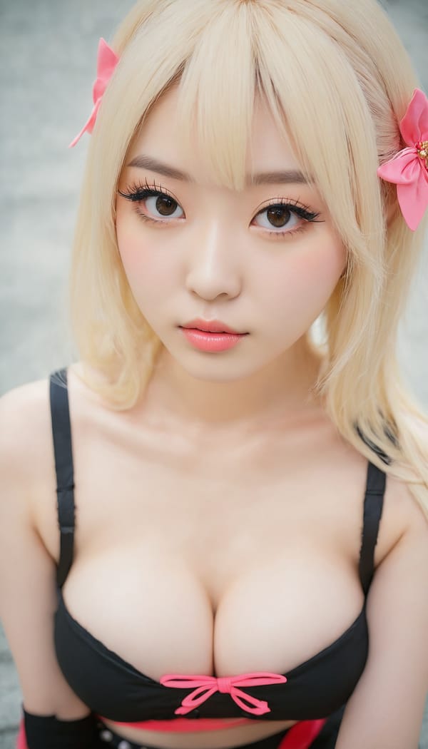 Tags: 21872187, SDXL
{"3": {"inputs": {"seed": 298427861381330, "steps": 64, "cfg": 5.16, "sampler_name": "dpmpp_2m", "scheduler": "karras", "denoise": 1.0, "model": ["27", 0], "positive": ["6", 0], "negative": ["7", 0], "latent_image": ["5", 0]}, "class_type": "KSampler"}, "4": {"inputs": {"ckpt_name": "juggernautxl.safetensors"}, "class_type": "CheckpointLoaderSimple"}, "5": {"inputs": {"width": 768, "height": 1344, "batch_size": 1}, "class_type": "EmptyLatentImage"}, "6": {"inputs": {"text": "21 year old girl, (korean:1.07), (cute:1.09), (seductive facial expression:1.03), (seductive pose:1.03), (sexy lips:1.11), (pale skin:1.08), (temptress:1.10), (beautiful eyes:0.96), (detailed face:1.03), (idol:1.08), (slim:0.96), (double eyelids:1.14), (eyelashes:0.99), (blush:1.12), (in a seductive pose:1.12), (large perky breasts:1.01), (cleavage:1.13), (thigh gap:1.13), (in a cosplay:1.09) at comiket posing for camera, (candid cinema:1.05), (soft lighting:1.08), (portra:1.08), (natural looking skin:1.00), (skin fuzz:1.02), (textured skin:1.07), (RAW:1.03), (film:1.06), (detailed skin:1.04)", "clip": ["27", 1]}, "class_type": "CLIPTextEncode"}, "7": {"inputs": {"text": "(open mouth:1.13), (distorted:1.07), (twisted:1.11), (watermark:1.13), (bad hands:1.09), (worst quality:1.09), (low resolution:1.08)", "clip": ["27", 1]}, "class_type": "CLIPTextEncode"}, "8": {"inputs": {"samples": ["3", 0], "vae": ["4", 2]}, "class_type": "VAEDecode"}, "25": {"inputs": {"lora_name": "nudify_xl.safetensors", "strength_model": 0.08, "strength_clip": 0.11, "model": ["4", 0], "clip": ["4", 1]}, "class_type": "LoraLoader"}, "26": {"inputs": {"lora_name": "shirtlift_SDXL_v2.safetensors", "strength_model": 0.01, "strength_clip": 0.19, "model": ["25", 0], "clip": ["25", 1]}, "class_type": "LoraLoader"}, "27": {"inputs": {"lora_name": "PerfectEyesXL.safetensors", "strength_model": 0.12, "strength_clip": 0.13, "model": ["26", 0], "clip": ["26", 1]}, "class_type": "LoraLoader"}, "30": {"inputs": {"model_name": "4x_NMKD-Superscale-SP_178000_G.pth"}, "class_type": "UpscaleModelLoader"}, "31": {"inputs": {"upscale_model": ["30", 0], "image": ["8", 0]}, "class_type": "ImageUpscaleWithModel"}, "32": {"inputs": {"upscale_method": "lanczos", "scale_by": 0.5, "image": ["31", 0]}, "class_type": "ImageScaleBy"}, "33": {"inputs": {"pixels": ["32", 0], "vae": ["4", 2]}, "class_type": "VAEEncode"}, "34": {"inputs": {"seed": 298427861381330, "steps": 64, "cfg": 5.16, "sampler_name": "dpmpp_2m", "scheduler": "karras", "denoise": 0.3, "model": ["27", 0], "positive": ["6", 0], "negative": ["7", 0], "latent_image": ["33", 0]}, "class_type": "KSampler"}, "36": {"inputs": {"samples": ["34", 0], "vae": ["4", 2]}, "class_type": "VAEDecode"}, "39": {"inputs": {"filename_prefix": "comfyapi-1718496406345", "images": ["36", 0]}, "class_type": "SaveImage"}}