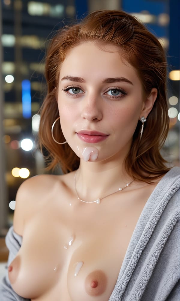 Tags: undefined
highly detailed, NSFW, masterpiece, ultrarealistic, photo of a beautiful 18 year old read haired girl with thick white cum, small perky breasts with aroused nipples, (freckles:0.4) long r  24 mm, f 1.8, bokeh, night time, detached flash, office corporate suite with a nighttime cityscape out the window, (cum covered breasts:1.3), she has a warm cozy grey blanket over her shoulder, diamond stud earring,  slight smile, (cum lips:1.4),  <lora:NsfwPovAllInOneLoraSdxl:0.6>
Negative prompt: (text logo watermark: 1.7), tattoo, signature
Steps: 30, Sampler: Euler a, CFG scale: 2, Seed: 953111035, Size: 768x1280, Model hash: c8df560d29, Model: juggernautXL_v9Rdphoto2Lightning, Denoising strength: 0.3, Hires upscale: 1.35, Hires steps: 4, Hires upscaler: R-ESRGAN 4x+, Lora hashes: "NsfwPovAllInOneLoraSdxl: 0b499106416e", Pad conds: True, Version: v1.8.0