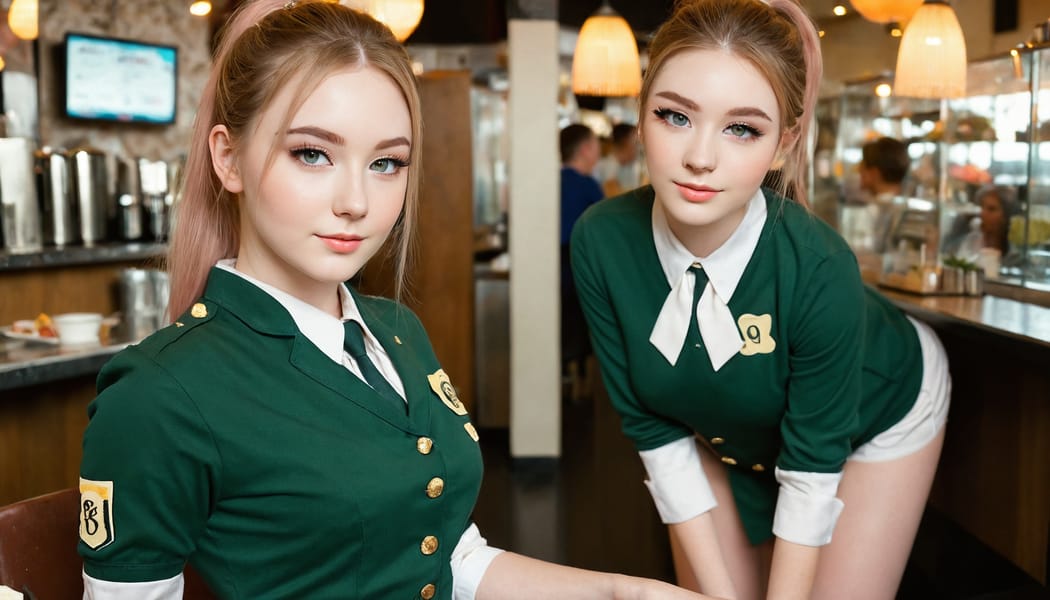 Tags: 21872187, SDXL
{"3": {"inputs": {"seed": 342843375278299, "steps": 32, "cfg": 7.34, "sampler_name": "dpmpp_2m", "scheduler": "karras", "denoise": 1.0, "model": ["27", 0], "positive": ["6", 0], "negative": ["7", 0], "latent_image": ["5", 0]}, "class_type": "KSampler"}, "4": {"inputs": {"ckpt_name": "juggernautXL_v8Rundiffusion.safetensors"}, "class_type": "CheckpointLoaderSimple"}, "5": {"inputs": {"width": 1344, "height": 768, "batch_size": 1}, "class_type": "EmptyLatentImage"}, "6": {"inputs": {"text": "22 year old girl, (irish:1.14), (detailed face:1.12), (slim:0.95), (seductive pose:1.13), (seductive facial expression:1.09), (eyelashes:1.05), (temptress:0.96), (blush:1.14), (idol:1.06), (pale skin:1.03), (cute:1.02), (beautiful eyes:1.06), (sexy lips:1.11), (double eyelids:1.13), (perky ass:1.06), (exposed ass:0.99), (looking back:1.00), (sexy ass:1.08), (thigh gap:1.08), (a waitress in uniform:1.02) working at a restaurant, (natural looking skin:1.00), (skin fuzz:1.08), (candid cinema:1.05), (film:1.03), (soft lighting:1.02), (portra:1.04), (detailed skin:1.07), (RAW:1.04)", "clip": ["27", 1]}, "class_type": "CLIPTextEncode"}, "7": {"inputs": {"text": "(low resolution:1.10), (open mouth:1.10), (twisted:1.13), (distorted:1.12), (bad hands:1.12), (worst quality:1.07), (watermark:1.14)", "clip": ["27", 1]}, "class_type": "CLIPTextEncode"}, "8": {"inputs": {"samples": ["3", 0], "vae": ["4", 2]}, "class_type": "VAEDecode"}, "25": {"inputs": {"lora_name": "nudify_xl.safetensors", "strength_model": 0.0, "strength_clip": 0.34, "model": ["4", 0], "clip": ["4", 1]}, "class_type": "LoraLoader"}, "26": {"inputs": {"lora_name": "shirtlift_SDXL_v2.safetensors", "strength_model": 0.03, "strength_clip": 0.08, "model": ["25", 0], "clip": ["25", 1]}, "class_type": "LoraLoader"}, "27": {"inputs": {"lora_name": "PerfectEyesXL.safetensors", "strength_model": 0.13, "strength_clip": 0.09, "model": ["26", 0], "clip": ["26", 1]}, "class_type": "LoraLoader"}, "30": {"inputs": {"model_name": "4x_NMKD-Superscale-SP_178000_G.pth"}, "class_type": "UpscaleModelLoader"}, "31": {"inputs": {"upscale_model": ["30", 0], "image": ["8", 0]}, "class_type": "ImageUpscaleWithModel"}, "32": {"inputs": {"upscale_method": "lanczos", "scale_by": 0.5, "image": ["31", 0]}, "class_type": "ImageScaleBy"}, "33": {"inputs": {"pixels": ["32", 0], "vae": ["4", 2]}, "class_type": "VAEEncode"}, "34": {"inputs": {"seed": 342843375278299, "steps": 32, "cfg": 7.34, "sampler_name": "dpmpp_2m", "scheduler": "karras", "denoise": 0.3, "model": ["27", 0], "positive": ["6", 0], "negative": ["7", 0], "latent_image": ["33", 0]}, "class_type": "KSampler"}, "36": {"inputs": {"samples": ["34", 0], "vae": ["4", 2]}, "class_type": "VAEDecode"}, "39": {"inputs": {"filename_prefix": "comfyapi-1708110118836", "images": ["36", 0]}, "class_type": "SaveImage"}}