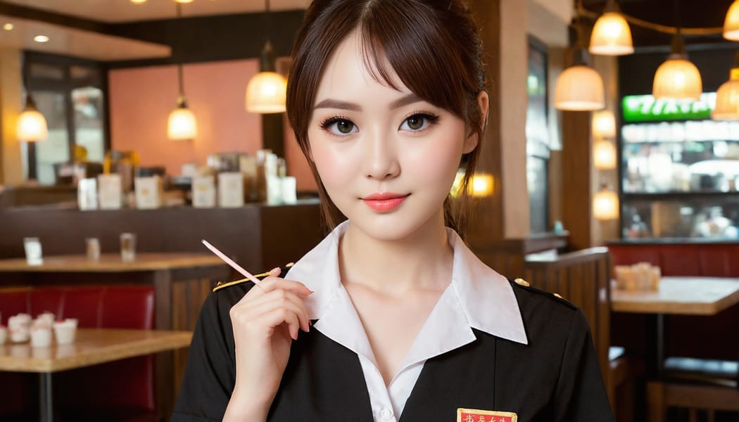 Tags: 21872187, SDXL
{"3": {"inputs": {"seed": 538477959142110, "steps": 32, "cfg": 7.35, "sampler_name": "dpmpp_2m", "scheduler": "karras", "denoise": 1.0, "model": ["27", 0], "positive": ["6", 0], "negative": ["7", 0], "latent_image": ["5", 0]}, "class_type": "KSampler"}, "4": {"inputs": {"ckpt_name": "juggernautXL_v8Rundiffusion.safetensors"}, "class_type": "CheckpointLoaderSimple"}, "5": {"inputs": {"width": 1344, "height": 768, "batch_size": 1}, "class_type": "EmptyLatentImage"}, "6": {"inputs": {"text": "26 year old girl, (cute:1.14), (seductive facial expression:1.12), (slim:1.08), (seductive pose:1.05), (beautiful eyes:1.07), (temptress:1.10), (detailed face:0.96), (sexy lips:1.14), (pale skin:1.07), (double eyelids:1.13), (eyelashes:1.00), (blush:1.10), (idol:1.03), (in a seductive pose:1.08), (large perky breasts:1.14), (cleavage:1.10), (thigh gap:1.07), (a waitress in uniform:1.08) working at a restaurant, (soft lighting:1.08), (textured skin:1.08), (skin fuzz:1.03), (film:1.09), (detailed skin:1.01), (natural looking skin:1.08), (portra:1.04), (RAW:1.04), (candid cinema:1.06)", "clip": ["27", 1]}, "class_type": "CLIPTextEncode"}, "7": {"inputs": {"text": "(open mouth:1.07), (watermark:1.09), (distorted:1.10), (twisted:1.11), (low resolution:1.13), (bad hands:1.11), (worst quality:1.07)", "clip": ["27", 1]}, "class_type": "CLIPTextEncode"}, "8": {"inputs": {"samples": ["3", 0], "vae": ["4", 2]}, "class_type": "VAEDecode"}, "25": {"inputs": {"lora_name": "nudify_xl.safetensors", "strength_model": 0.29, "strength_clip": 0.39, "model": ["4", 0], "clip": ["4", 1]}, "class_type": "LoraLoader"}, "26": {"inputs": {"lora_name": "shirtlift_SDXL_v2.safetensors", "strength_model": 0.02, "strength_clip": 0.07, "model": ["25", 0], "clip": ["25", 1]}, "class_type": "LoraLoader"}, "27": {"inputs": {"lora_name": "PerfectEyesXL.safetensors", "strength_model": 0.15, "strength_clip": 0.17, "model": ["26", 0], "clip": ["26", 1]}, "class_type": "LoraLoader"}, "30": {"inputs": {"model_name": "4x_NMKD-Superscale-SP_178000_G.pth"}, "class_type": "UpscaleModelLoader"}, "31": {"inputs": {"upscale_model": ["30", 0], "image": ["8", 0]}, "class_type": "ImageUpscaleWithModel"}, "32": {"inputs": {"upscale_method": "lanczos", "scale_by": 0.5, "image": ["31", 0]}, "class_type": "ImageScaleBy"}, "33": {"inputs": {"pixels": ["32", 0], "vae": ["4", 2]}, "class_type": "VAEEncode"}, "34": {"inputs": {"seed": 538477959142110, "steps": 32, "cfg": 7.35, "sampler_name": "dpmpp_2m", "scheduler": "karras", "denoise": 0.3, "model": ["27", 0], "positive": ["6", 0], "negative": ["7", 0], "latent_image": ["33", 0]}, "class_type": "KSampler"}, "36": {"inputs": {"samples": ["34", 0], "vae": ["4", 2]}, "class_type": "VAEDecode"}, "39": {"inputs": {"filename_prefix": "comfyapi-1707620741652", "images": ["36", 0]}, "class_type": "SaveImage"}}