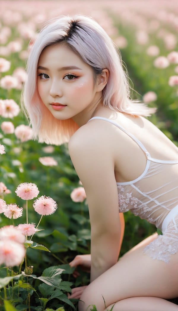 Tags: 21872187, SDXL
{"3": {"inputs": {"seed": 518197779062356, "steps": 32, "cfg": 7.72, "sampler_name": "dpmpp_2m", "scheduler": "karras", "denoise": 1.0, "model": ["27", 0], "positive": ["6", 0], "negative": ["7", 0], "latent_image": ["5", 0]}, "class_type": "KSampler"}, "4": {"inputs": {"ckpt_name": "juggernautxl.safetensors"}, "class_type": "CheckpointLoaderSimple"}, "5": {"inputs": {"width": 768, "height": 1344, "batch_size": 1}, "class_type": "EmptyLatentImage"}, "6": {"inputs": {"text": "18 year old girl, (russian:1.00), (korean:0.97), (seductive facial expression:1.08), (eyelashes:0.98), (temptress:1.08), (idol:0.95), (seductive pose:0.96), (pale skin:1.01), (detailed face:1.11), (blush:1.06), (slim:1.02), (beautiful eyes:1.05), (double eyelids:0.95), (cute:1.14), (sexy lips:0.97), (perky ass:1.00), (exposed ass:1.12), (looking back:1.12), (sexy ass:1.06), (thigh gap:1.00), wearing (translucent clothes:0.98) on a flower field, (skin fuzz:1.09), (detailed skin:1.02), (RAW:1.03), (soft lighting:1.06), (textured skin:1.09), (natural looking skin:1.00), (candid cinema:1.07), (film:1.06), (portra:1.00)", "clip": ["27", 1]}, "class_type": "CLIPTextEncode"}, "7": {"inputs": {"text": "(open mouth:1.11), (worst quality:1.14), (distorted:1.09), (low resolution:1.06), (watermark:1.10), (twisted:1.11), (bad hands:1.13)", "clip": ["27", 1]}, "class_type": "CLIPTextEncode"}, "8": {"inputs": {"samples": ["3", 0], "vae": ["4", 2]}, "class_type": "VAEDecode"}, "25": {"inputs": {"lora_name": "nudify_xl.safetensors", "strength_model": 0.1, "strength_clip": 0.31, "model": ["4", 0], "clip": ["4", 1]}, "class_type": "LoraLoader"}, "26": {"inputs": {"lora_name": "shirtlift_SDXL_v2.safetensors", "strength_model": 0.03, "strength_clip": 0.18, "model": ["25", 0], "clip": ["25", 1]}, "class_type": "LoraLoader"}, "27": {"inputs": {"lora_name": "PerfectEyesXL.safetensors", "strength_model": 0.01, "strength_clip": 0.18, "model": ["26", 0], "clip": ["26", 1]}, "class_type": "LoraLoader"}, "30": {"inputs": {"model_name": "4x_NMKD-Superscale-SP_178000_G.pth"}, "class_type": "UpscaleModelLoader"}, "31": {"inputs": {"upscale_model": ["30", 0], "image": ["8", 0]}, "class_type": "ImageUpscaleWithModel"}, "32": {"inputs": {"upscale_method": "lanczos", "scale_by": 0.5, "image": ["31", 0]}, "class_type": "ImageScaleBy"}, "33": {"inputs": {"pixels": ["32", 0], "vae": ["4", 2]}, "class_type": "VAEEncode"}, "34": {"inputs": {"seed": 518197779062356, "steps": 32, "cfg": 7.72, "sampler_name": "dpmpp_2m", "scheduler": "karras", "denoise": 0.3, "model": ["27", 0], "positive": ["6", 0], "negative": ["7", 0], "latent_image": ["33", 0]}, "class_type": "KSampler"}, "36": {"inputs": {"samples": ["34", 0], "vae": ["4", 2]}, "class_type": "VAEDecode"}, "39": {"inputs": {"filename_prefix": "comfyapi-1723699367911", "images": ["36", 0]}, "class_type": "SaveImage"}}