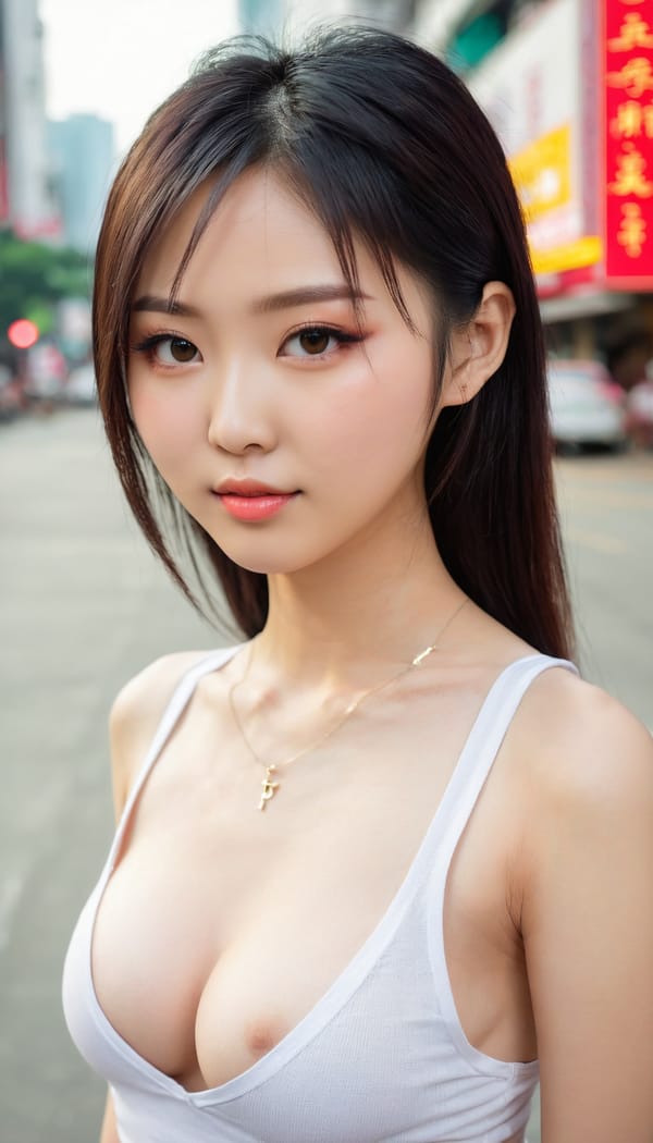 Tags: 21872187, SDXL
{"3": {"inputs": {"seed": 504844044772523, "steps": 32, "cfg": 7.93, "sampler_name": "dpmpp_2m", "scheduler": "karras", "denoise": 1.0, "model": ["27", 0], "positive": ["6", 0], "negative": ["7", 0], "latent_image": ["5", 0]}, "class_type": "KSampler"}, "4": {"inputs": {"ckpt_name": "juggernautxl.safetensors"}, "class_type": "CheckpointLoaderSimple"}, "5": {"inputs": {"width": 768, "height": 1344, "batch_size": 1}, "class_type": "EmptyLatentImage"}, "6": {"inputs": {"text": "22 year old girl, (taiwanese:1.13), (chinese:1.00), (ukrainian:1.06), (idol:1.03), (temptress:1.00), (seductive pose:1.03), (blush:1.05), (detailed face:1.01), (double eyelids:1.09), (sexy lips:1.08), (slim:1.03), (pale skin:0.95), (eyelashes:1.03), (cute:1.09), (seductive facial expression:1.05), (beautiful eyes:0.95), (in a seductive pose:1.14), (large perky breasts:0.98), (cleavage:1.10), (thigh gap:1.04), (white tanktop:1.12), busy street, (RAW:1.09), (skin fuzz:1.09), (portra:1.06), (natural looking skin:1.06), (textured skin:1.00), (soft lighting:1.06), (detailed skin:1.04), (candid cinema:1.05)", "clip": ["27", 1]}, "class_type": "CLIPTextEncode"}, "7": {"inputs": {"text": "(twisted:1.11), (low resolution:1.05), (distorted:1.12), (open mouth:1.09), (watermark:1.12), (bad hands:1.08)", "clip": ["27", 1]}, "class_type": "CLIPTextEncode"}, "8": {"inputs": {"samples": ["3", 0], "vae": ["4", 2]}, "class_type": "VAEDecode"}, "25": {"inputs": {"lora_name": "nudify_xl.safetensors", "strength_model": 0.06, "strength_clip": 0.0, "model": ["4", 0], "clip": ["4", 1]}, "class_type": "LoraLoader"}, "26": {"inputs": {"lora_name": "shirtlift_SDXL_v2.safetensors", "strength_model": 0.13, "strength_clip": 0.0, "model": ["25", 0], "clip": ["25", 1]}, "class_type": "LoraLoader"}, "27": {"inputs": {"lora_name": "PerfectEyesXL.safetensors", "strength_model": 0.17, "strength_clip": 0.05, "model": ["26", 0], "clip": ["26", 1]}, "class_type": "LoraLoader"}, "30": {"inputs": {"model_name": "4x_NMKD-Superscale-SP_178000_G.pth"}, "class_type": "UpscaleModelLoader"}, "31": {"inputs": {"upscale_model": ["30", 0], "image": ["8", 0]}, "class_type": "ImageUpscaleWithModel"}, "32": {"inputs": {"upscale_method": "lanczos", "scale_by": 0.5, "image": ["31", 0]}, "class_type": "ImageScaleBy"}, "33": {"inputs": {"pixels": ["32", 0], "vae": ["4", 2]}, "class_type": "VAEEncode"}, "34": {"inputs": {"seed": 504844044772523, "steps": 32, "cfg": 7.93, "sampler_name": "dpmpp_2m", "scheduler": "karras", "denoise": 0.3, "model": ["27", 0], "positive": ["6", 0], "negative": ["7", 0], "latent_image": ["33", 0]}, "class_type": "KSampler"}, "36": {"inputs": {"samples": ["34", 0], "vae": ["4", 2]}, "class_type": "VAEDecode"}, "39": {"inputs": {"filename_prefix": "comfyapi-1717531824559", "images": ["36", 0]}, "class_type": "SaveImage"}}