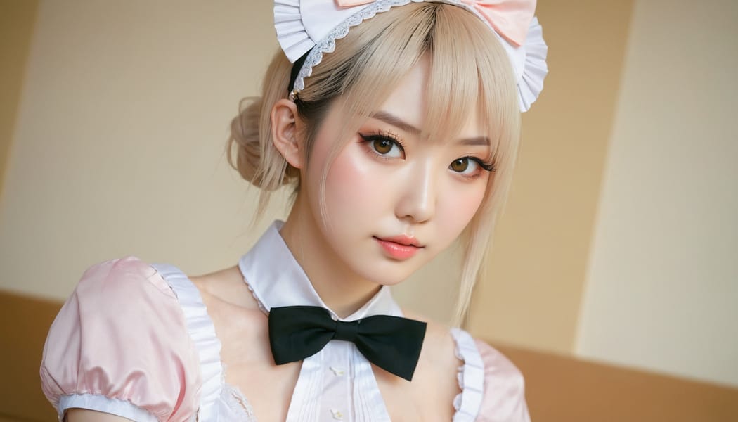 Tags: 21872187, SDXL
{"3": {"inputs": {"seed": 266445417644587, "steps": 32, "cfg": 7.25, "sampler_name": "dpmpp_2m", "scheduler": "karras", "denoise": 1.0, "model": ["27", 0], "positive": ["6", 0], "negative": ["7", 0], "latent_image": ["5", 0]}, "class_type": "KSampler"}, "4": {"inputs": {"ckpt_name": "juggernautxl.safetensors"}, "class_type": "CheckpointLoaderSimple"}, "5": {"inputs": {"width": 1344, "height": 768, "batch_size": 1}, "class_type": "EmptyLatentImage"}, "6": {"inputs": {"text": "21 year old girl, (japanese:1.12), (ukrainian:0.99), (blush:1.04), (seductive facial expression:0.96), (beautiful eyes:1.12), (cute:1.02), (idol:1.05), (eyelashes:1.00), (pale skin:1.13), (sexy lips:1.06), (double eyelids:0.98), (temptress:0.95), (slim:1.03), (in a seductive pose:1.11), (large perky breasts:0.96), (cleavage:1.05), (thigh gap:0.97), in a (skimpy maid costume:1.06) working at a maid cafe, choker, bowtie, headband, pleated skirt, (soft lighting:1.06), (skin fuzz:1.00), (candid cinema:1.00), (RAW:1.09), (portra:1.03), (film:1.06), (natural looking skin:1.06), (textured skin:1.02), (detailed skin:1.05)", "clip": ["27", 1]}, "class_type": "CLIPTextEncode"}, "7": {"inputs": {"text": "(watermark:1.05), (worst quality:1.10), (low resolution:1.09), (twisted:1.13), (open mouth:1.14), (bad hands:1.13), (distorted:1.11)", "clip": ["27", 1]}, "class_type": "CLIPTextEncode"}, "8": {"inputs": {"samples": ["3", 0], "vae": ["4", 2]}, "class_type": "VAEDecode"}, "25": {"inputs": {"lora_name": "nudify_xl.safetensors", "strength_model": 0.03, "strength_clip": 0.13, "model": ["4", 0], "clip": ["4", 1]}, "class_type": "LoraLoader"}, "26": {"inputs": {"lora_name": "shirtlift_SDXL_v2.safetensors", "strength_model": 0.07, "strength_clip": 0.09, "model": ["25", 0], "clip": ["25", 1]}, "class_type": "LoraLoader"}, "27": {"inputs": {"lora_name": "PerfectEyesXL.safetensors", "strength_model": 0.17, "strength_clip": 0.09, "model": ["26", 0], "clip": ["26", 1]}, "class_type": "LoraLoader"}, "30": {"inputs": {"model_name": "4x_NMKD-Superscale-SP_178000_G.pth"}, "class_type": "UpscaleModelLoader"}, "31": {"inputs": {"upscale_model": ["30", 0], "image": ["8", 0]}, "class_type": "ImageUpscaleWithModel"}, "32": {"inputs": {"upscale_method": "lanczos", "scale_by": 0.5, "image": ["31", 0]}, "class_type": "ImageScaleBy"}, "33": {"inputs": {"pixels": ["32", 0], "vae": ["4", 2]}, "class_type": "VAEEncode"}, "34": {"inputs": {"seed": 266445417644587, "steps": 32, "cfg": 7.25, "sampler_name": "dpmpp_2m", "scheduler": "karras", "denoise": 0.3, "model": ["27", 0], "positive": ["6", 0], "negative": ["7", 0], "latent_image": ["33", 0]}, "class_type": "KSampler"}, "36": {"inputs": {"samples": ["34", 0], "vae": ["4", 2]}, "class_type": "VAEDecode"}, "39": {"inputs": {"filename_prefix": "comfyapi-1731694956709", "images": ["36", 0]}, "class_type": "SaveImage"}}