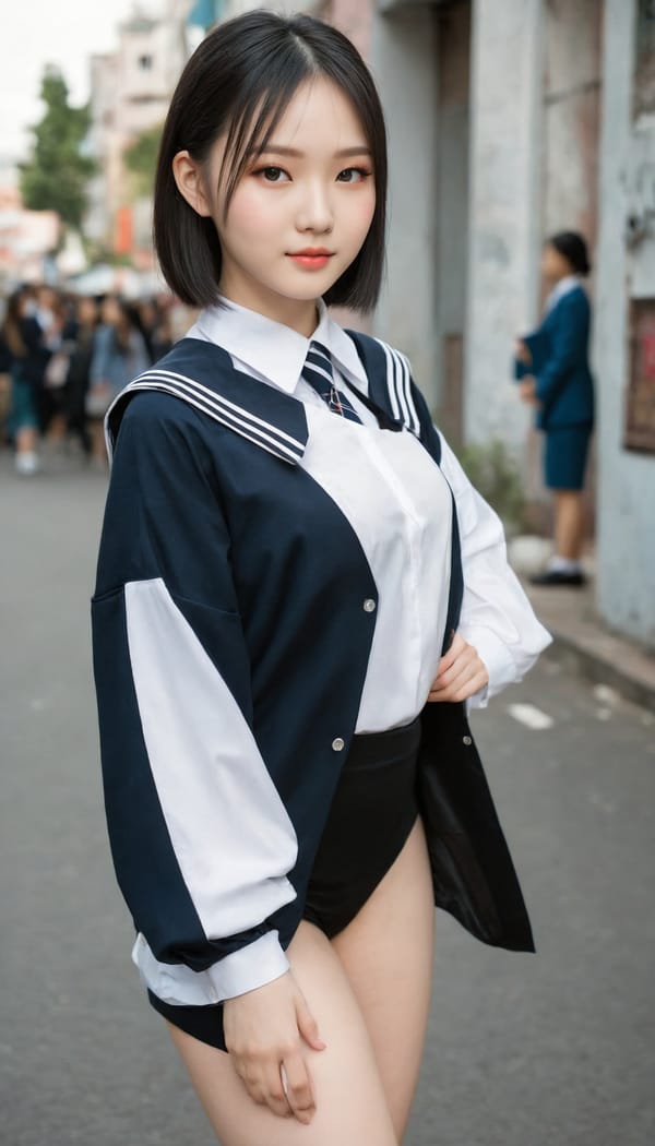 Tags: 21872187, SDXL
{"3": {"inputs": {"seed": 832803425607516, "steps": 32, "cfg": 5.54, "sampler_name": "dpmpp_2m", "scheduler": "karras", "denoise": 1.0, "model": ["27", 0], "positive": ["6", 0], "negative": ["7", 0], "latent_image": ["5", 0]}, "class_type": "KSampler"}, "4": {"inputs": {"ckpt_name": "juggernautXL_v8Rundiffusion.safetensors"}, "class_type": "CheckpointLoaderSimple"}, "5": {"inputs": {"width": 768, "height": 1344, "batch_size": 1}, "class_type": "EmptyLatentImage"}, "6": {"inputs": {"text": "20 year old girl, (ukrainian:0.95), (taiwanese:1.01), (sexy lips:1.06), (pale skin:0.99), (idol:0.96), (slim:1.04), (blush:1.07), (temptress:1.13), (seductive facial expression:1.03), (double eyelids:1.05), (cute:0.96), (seductive pose:1.02), (eyelashes:1.06), (detailed face:1.07), (perky ass:1.09), (exposed ass:1.14), (looking back:0.98), (sexy ass:1.00), (thigh gap:1.02), (school uniform:1.07), choker, busy street, (skin fuzz:1.01), (detailed skin:1.04), (film:1.02), (RAW:1.03), (textured skin:1.07), (portra:1.04), (natural looking skin:1.01), (soft lighting:1.05), (candid cinema:1.05)", "clip": ["27", 1]}, "class_type": "CLIPTextEncode"}, "7": {"inputs": {"text": "(distorted:1.05), (watermark:1.12), (worst quality:1.08), (twisted:1.06), (low resolution:1.08), (open mouth:1.07), (bad hands:1.13)", "clip": ["27", 1]}, "class_type": "CLIPTextEncode"}, "8": {"inputs": {"samples": ["3", 0], "vae": ["4", 2]}, "class_type": "VAEDecode"}, "25": {"inputs": {"lora_name": "nudify_xl.safetensors", "strength_model": 0.05, "strength_clip": 0.07, "model": ["4", 0], "clip": ["4", 1]}, "class_type": "LoraLoader"}, "26": {"inputs": {"lora_name": "shirtlift_SDXL_v2.safetensors", "strength_model": 0.15, "strength_clip": 0.03, "model": ["25", 0], "clip": ["25", 1]}, "class_type": "LoraLoader"}, "27": {"inputs": {"lora_name": "PerfectEyesXL.safetensors", "strength_model": 0.02, "strength_clip": 0.16, "model": ["26", 0], "clip": ["26", 1]}, "class_type": "LoraLoader"}, "30": {"inputs": {"model_name": "4x_NMKD-Superscale-SP_178000_G.pth"}, "class_type": "UpscaleModelLoader"}, "31": {"inputs": {"upscale_model": ["30", 0], "image": ["8", 0]}, "class_type": "ImageUpscaleWithModel"}, "32": {"inputs": {"upscale_method": "lanczos", "scale_by": 0.5, "image": ["31", 0]}, "class_type": "ImageScaleBy"}, "33": {"inputs": {"pixels": ["32", 0], "vae": ["4", 2]}, "class_type": "VAEEncode"}, "34": {"inputs": {"seed": 832803425607516, "steps": 32, "cfg": 5.54, "sampler_name": "dpmpp_2m", "scheduler": "karras", "denoise": 0.3, "model": ["27", 0], "positive": ["6", 0], "negative": ["7", 0], "latent_image": ["33", 0]}, "class_type": "KSampler"}, "36": {"inputs": {"samples": ["34", 0], "vae": ["4", 2]}, "class_type": "VAEDecode"}, "39": {"inputs": {"filename_prefix": "comfyapi-1707969824685", "images": ["36", 0]}, "class_type": "SaveImage"}}