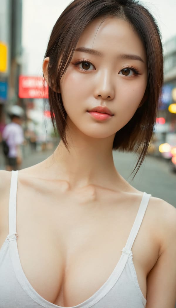 Tags: 21872187, SDXL
{"3": {"inputs": {"seed": 735120216087208, "steps": 64, "cfg": 5.9, "sampler_name": "dpmpp_2m", "scheduler": "karras", "denoise": 1.0, "model": ["27", 0], "positive": ["6", 0], "negative": ["7", 0], "latent_image": ["5", 0]}, "class_type": "KSampler"}, "4": {"inputs": {"ckpt_name": "juggernautxl.safetensors"}, "class_type": "CheckpointLoaderSimple"}, "5": {"inputs": {"width": 768, "height": 1344, "batch_size": 1}, "class_type": "EmptyLatentImage"}, "6": {"inputs": {"text": "25 year old girl, (chinese:1.07), (korean:1.07), (double eyelids:1.07), (seductive pose:0.96), (beautiful eyes:1.14), (slim:1.01), (temptress:1.11), (seductive facial expression:1.03), (cute:0.96), (detailed face:0.96), (eyelashes:1.12), (pale skin:1.14), (idol:1.05), (blush:1.07), (in a seductive pose:1.00), (large perky breasts:0.99), (cleavage:1.09), (thigh gap:1.04), (white tanktop:1.03), busy street, (RAW:1.02), (candid cinema:1.02), (skin fuzz:1.01), (soft lighting:1.05), (portra:1.06), (textured skin:1.02), (detailed skin:1.00), (natural looking skin:1.02), (film:1.05)", "clip": ["27", 1]}, "class_type": "CLIPTextEncode"}, "7": {"inputs": {"text": "(twisted:1.07), (open mouth:1.06), (watermark:1.09), (bad hands:1.08), (low resolution:1.07), (worst quality:1.07), (distorted:1.10)", "clip": ["27", 1]}, "class_type": "CLIPTextEncode"}, "8": {"inputs": {"samples": ["3", 0], "vae": ["4", 2]}, "class_type": "VAEDecode"}, "25": {"inputs": {"lora_name": "nudify_xl.safetensors", "strength_model": 0.34, "strength_clip": 0.11, "model": ["4", 0], "clip": ["4", 1]}, "class_type": "LoraLoader"}, "26": {"inputs": {"lora_name": "shirtlift_SDXL_v2.safetensors", "strength_model": 0.03, "strength_clip": 0.08, "model": ["25", 0], "clip": ["25", 1]}, "class_type": "LoraLoader"}, "27": {"inputs": {"lora_name": "PerfectEyesXL.safetensors", "strength_model": 0.16, "strength_clip": 0.14, "model": ["26", 0], "clip": ["26", 1]}, "class_type": "LoraLoader"}, "30": {"inputs": {"model_name": "4x_NMKD-Superscale-SP_178000_G.pth"}, "class_type": "UpscaleModelLoader"}, "31": {"inputs": {"upscale_model": ["30", 0], "image": ["8", 0]}, "class_type": "ImageUpscaleWithModel"}, "32": {"inputs": {"upscale_method": "lanczos", "scale_by": 0.5, "image": ["31", 0]}, "class_type": "ImageScaleBy"}, "33": {"inputs": {"pixels": ["32", 0], "vae": ["4", 2]}, "class_type": "VAEEncode"}, "34": {"inputs": {"seed": 735120216087208, "steps": 64, "cfg": 5.9, "sampler_name": "dpmpp_2m", "scheduler": "karras", "denoise": 0.3, "model": ["27", 0], "positive": ["6", 0], "negative": ["7", 0], "latent_image": ["33", 0]}, "class_type": "KSampler"}, "36": {"inputs": {"samples": ["34", 0], "vae": ["4", 2]}, "class_type": "VAEDecode"}, "39": {"inputs": {"filename_prefix": "comfyapi-1735846044404", "images": ["36", 0]}, "class_type": "SaveImage"}}