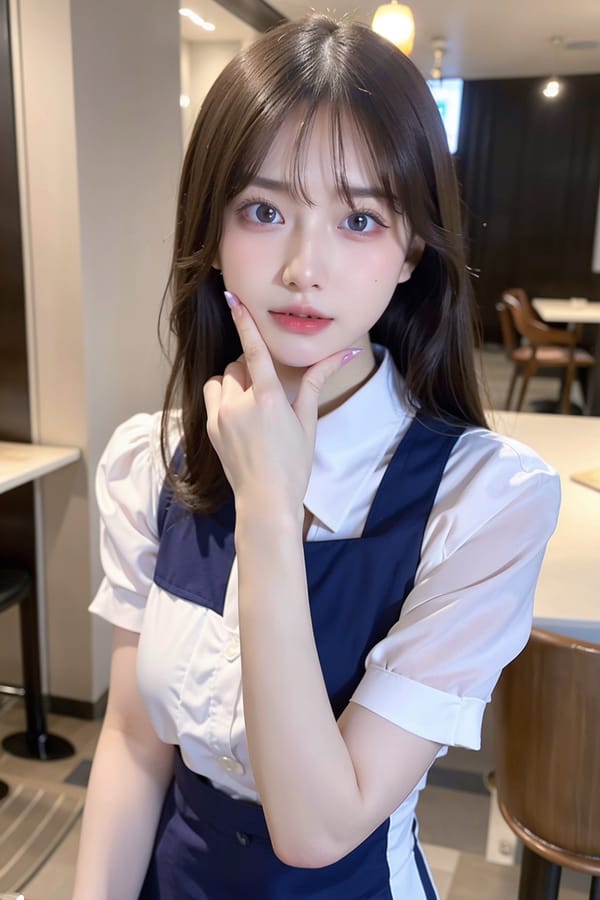 Tags: 21872187
<lora:mix4:0.70>, <lora:JapaneseDollLikeness_v15:0.47>, <lora:taiwanDollLikeness_v20:0.33>, (ukrainian:1.04), (waitress wearing uniform:0.96), restaurant, (seductive pose:1.02), extremely detailed eyes, extremely detailed face, cute, (photorealistic:0.97), sexy lips, double eyelids, eyelashes, full body portrait, textured skin, 4K, RAW, sharp, hyper realistic, tall, delicate and beautiful girl, 1girl, solo, (stunningly attractive:1.16), (dramatic:1.03)
Negative prompt: black and white, (worst quality:2.07)
Steps: 32, Sampler: DPM++ 2M Karras, CFG scale: 5.58, Seed: 1788798430, Size: 512x768, Model hash: fc2511737a, Model: chilloutmix_NiPrunedFp32Fix, Seed resize from: -1x-1, Denoising strength: 0.4, Version: v1.2.1, Hires upscale: 2.0, Hires steps: 16, Hires upscaler: ESRGAN_4x