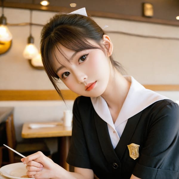 Tags: 21872187, SDXL
{"3": {"inputs": {"seed": 699619779802217, "steps": 32, "cfg": 6.0, "sampler_name": "dpmpp_2m", "scheduler": "karras", "denoise": 1.0, "model": ["27", 0], "positive": ["6", 0], "negative": ["7", 0], "latent_image": ["5", 0]}, "class_type": "KSampler"}, "4": {"inputs": {"ckpt_name": "leosamsHelloworldSDXL_helloworldSDXL32DPO.safetensors"}, "class_type": "CheckpointLoaderSimple"}, "5": {"inputs": {"width": 1024, "height": 1024, "batch_size": 1}, "class_type": "EmptyLatentImage"}, "6": {"inputs": {"text": "19 year old girl, (japanese:1.01), (detailed face:1.02), (seductive facial expression:0.96), (eyelashes:1.14), (idol:1.04), (temptress:1.11), (beautiful eyes:1.13), (slim:0.99), (cute:1.14), (pale skin:0.98), (seductive pose:1.11), (double eyelids:1.04), (blush:0.96), (in a seductive pose:1.02), (large perky breasts:1.01), (cleavage:1.14), (thigh gap:0.97), (a waitress in uniform:1.04) working at a restaurant, (soft lighting:1.08), (natural looking skin:1.09), (film:1.06), (textured skin:1.09), (portra:1.02), (detailed skin:1.06), (RAW:1.06), (candid cinema:1.03), (skin fuzz:1.07)", "clip": ["27", 1]}, "class_type": "CLIPTextEncode"}, "7": {"inputs": {"text": "(distorted:1.08), (twisted:1.05), (open mouth:1.09), (watermark:1.11), (low resolution:1.05), (worst quality:1.08), (bad hands:1.13)", "clip": ["27", 1]}, "class_type": "CLIPTextEncode"}, "8": {"inputs": {"samples": ["3", 0], "vae": ["4", 2]}, "class_type": "VAEDecode"}, "25": {"inputs": {"lora_name": "nudify_xl.safetensors", "strength_model": 0.12, "strength_clip": 0.09, "model": ["4", 0], "clip": ["4", 1]}, "class_type": "LoraLoader"}, "26": {"inputs": {"lora_name": "shirtlift_SDXL_v2.safetensors", "strength_model": 0.0, "strength_clip": 0.15, "model": ["25", 0], "clip": ["25", 1]}, "class_type": "LoraLoader"}, "27": {"inputs": {"lora_name": "PerfectEyesXL.safetensors", "strength_model": 0.14, "strength_clip": 0.0, "model": ["26", 0], "clip": ["26", 1]}, "class_type": "LoraLoader"}, "30": {"inputs": {"model_name": "4x_NMKD-Superscale-SP_178000_G.pth"}, "class_type": "UpscaleModelLoader"}, "31": {"inputs": {"upscale_model": ["30", 0], "image": ["8", 0]}, "class_type": "ImageUpscaleWithModel"}, "32": {"inputs": {"upscale_method": "lanczos", "scale_by": 0.5, "image": ["31", 0]}, "class_type": "ImageScaleBy"}, "33": {"inputs": {"pixels": ["32", 0], "vae": ["4", 2]}, "class_type": "VAEEncode"}, "34": {"inputs": {"seed": 699619779802217, "steps": 32, "cfg": 6.0, "sampler_name": "dpmpp_2m", "scheduler": "karras", "denoise": 0.3, "model": ["27", 0], "positive": ["6", 0], "negative": ["7", 0], "latent_image": ["33", 0]}, "class_type": "KSampler"}, "36": {"inputs": {"samples": ["34", 0], "vae": ["4", 2]}, "class_type": "VAEDecode"}, "39": {"inputs": {"filename_prefix": "comfyapi-1708206269613", "images": ["36", 0]}, "class_type": "SaveImage"}}